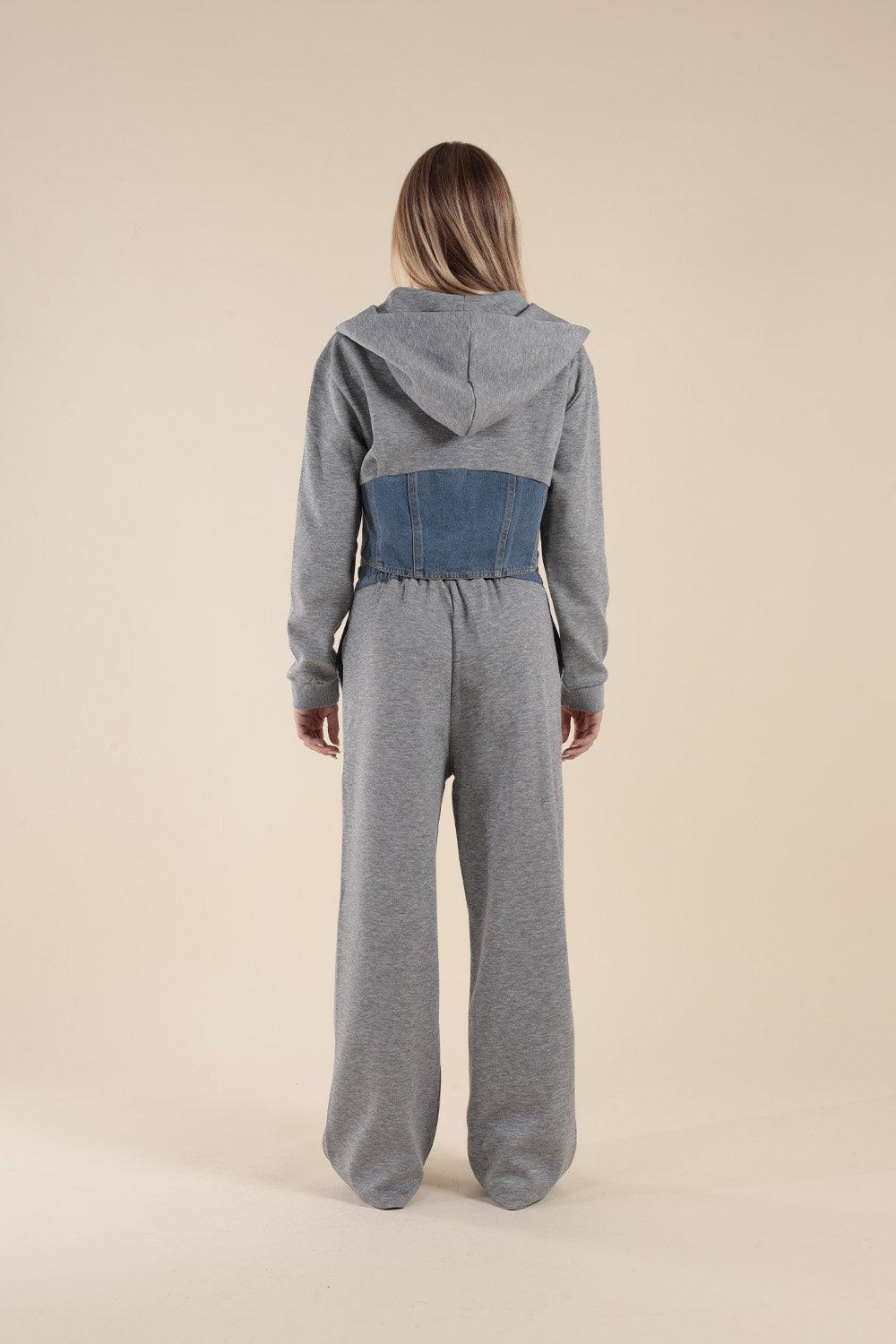 Tuta Felpa Corta & Pantaloni con Denim