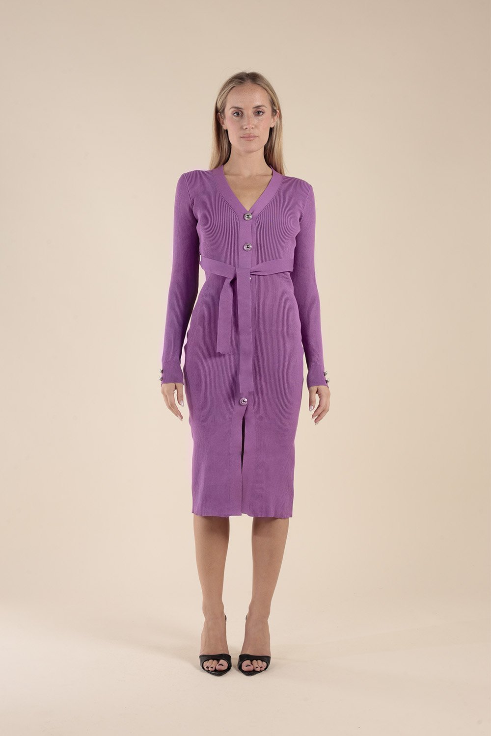 Abito in Maglina Viola con Bottoni