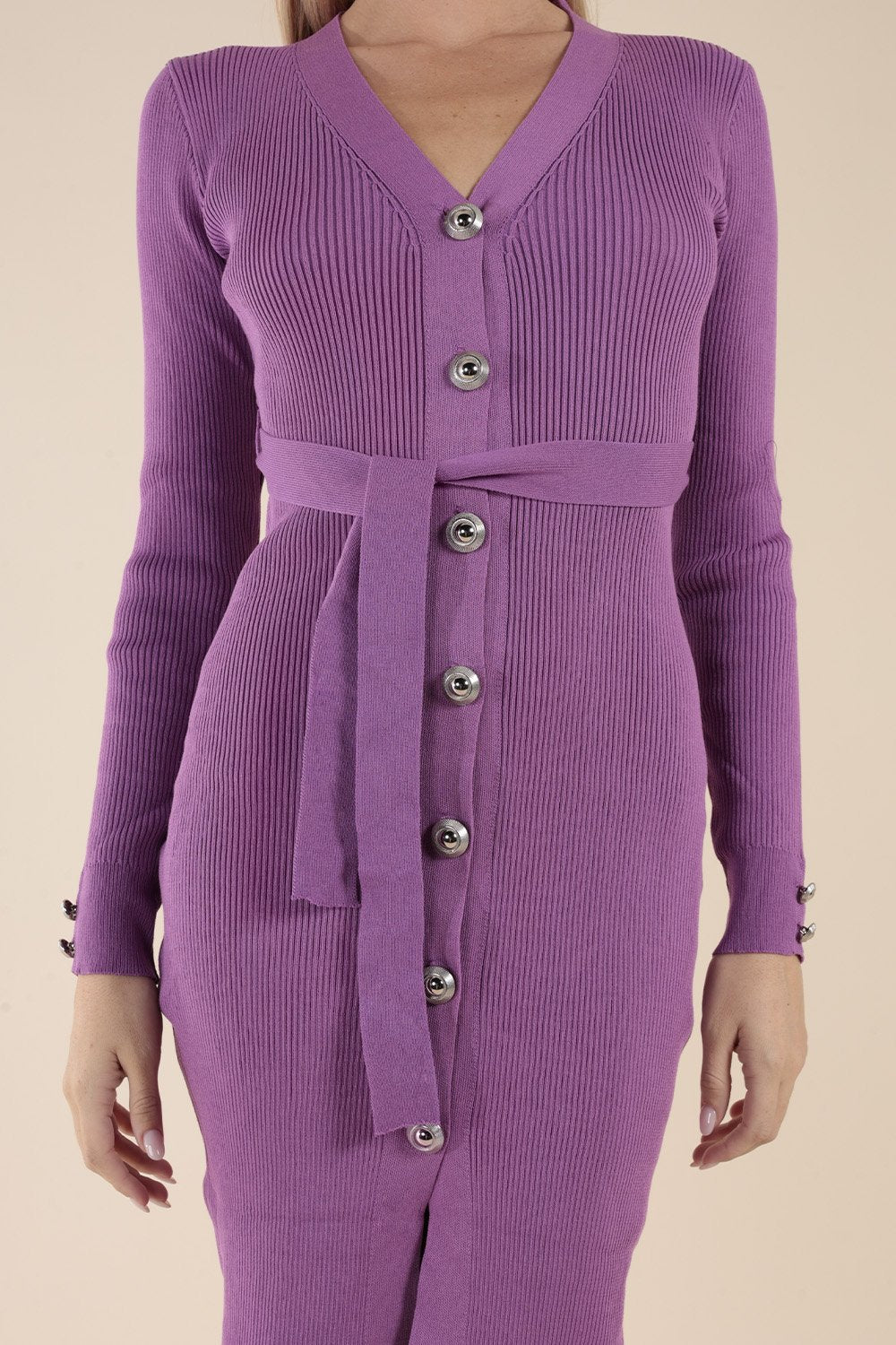 Abito in Maglina Viola con Bottoni