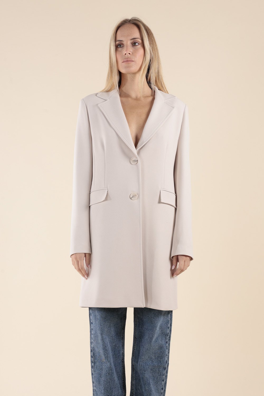 Cappotto Classico Monopetto Bianco latte
