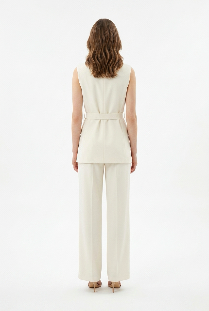 Élégance Suit Set – Tailleur Smanicato con Cintura