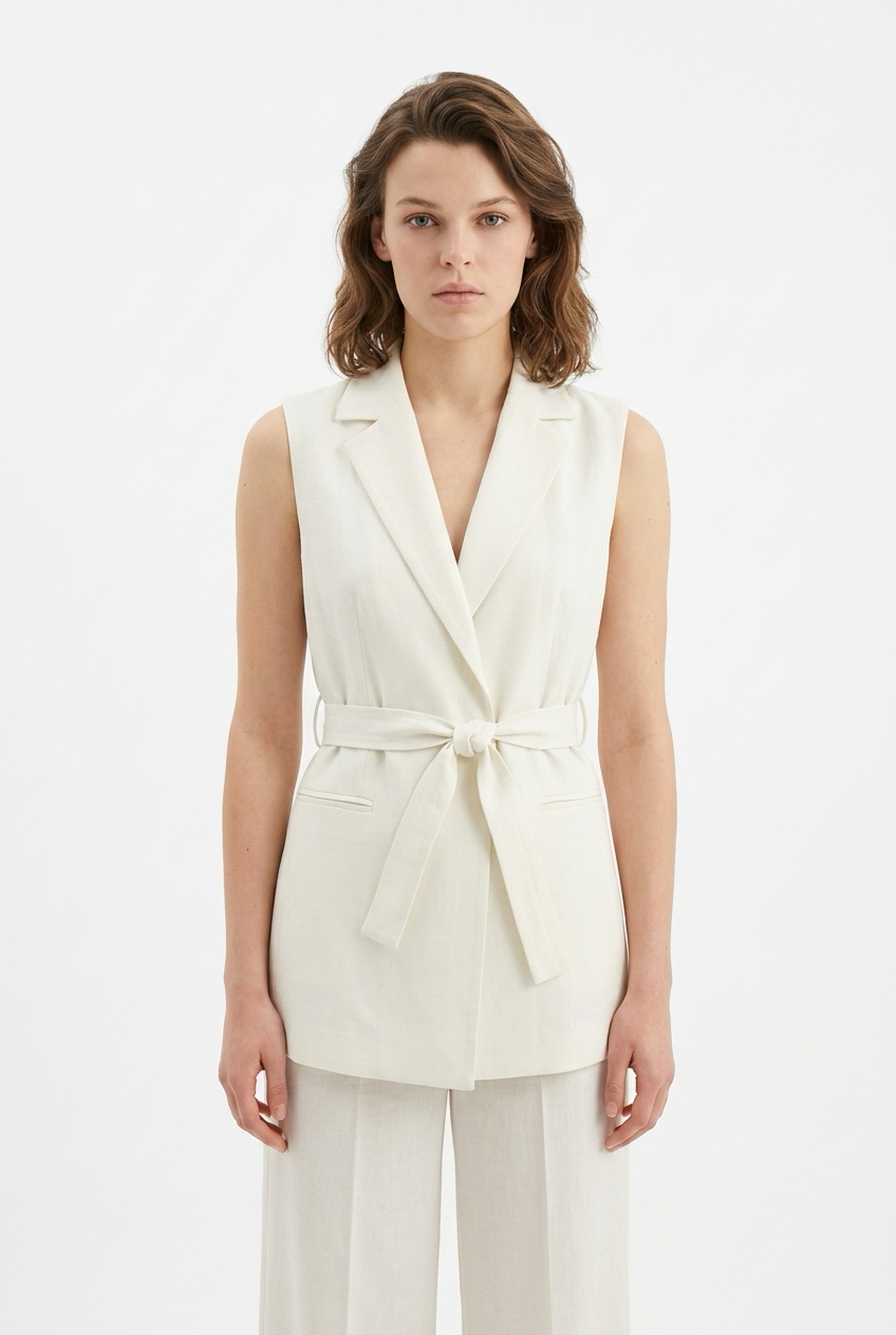 Élégance Suit Set – Tailleur Smanicato con Cintura