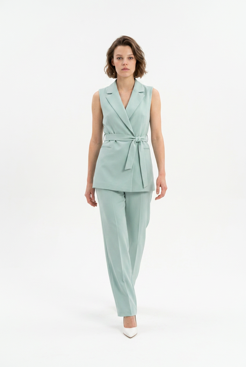 Élégance Suit Set – Tailleur Smanicato con Cintura