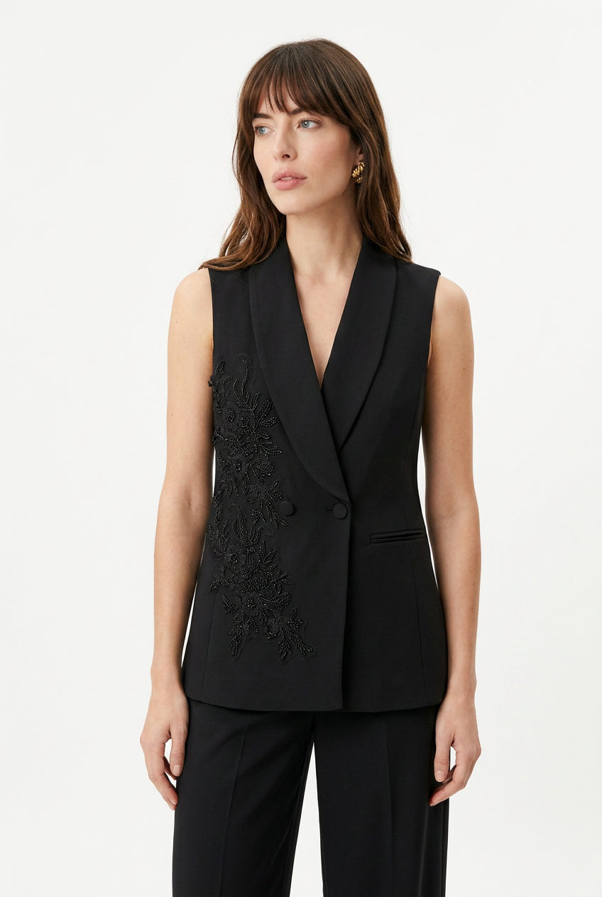 Vendôme Suit - Tailleur Smanicato con Ricami Gioiello