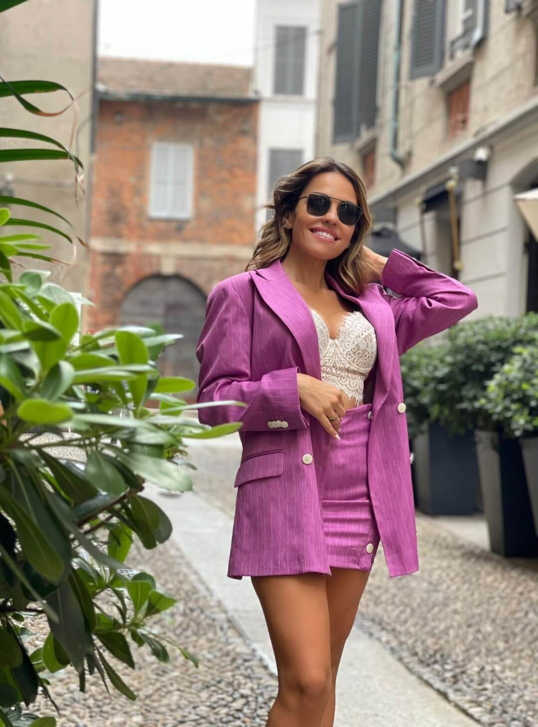 Light Purple Pinstripe Mini Skirt