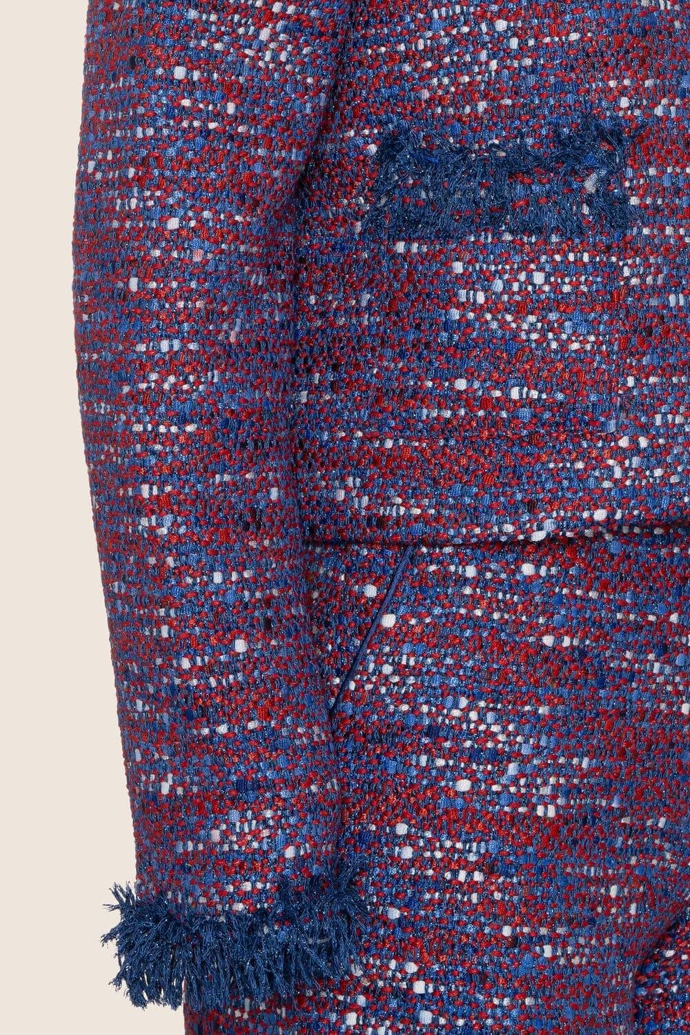 Bon Ton in Blue and Red Bouclé