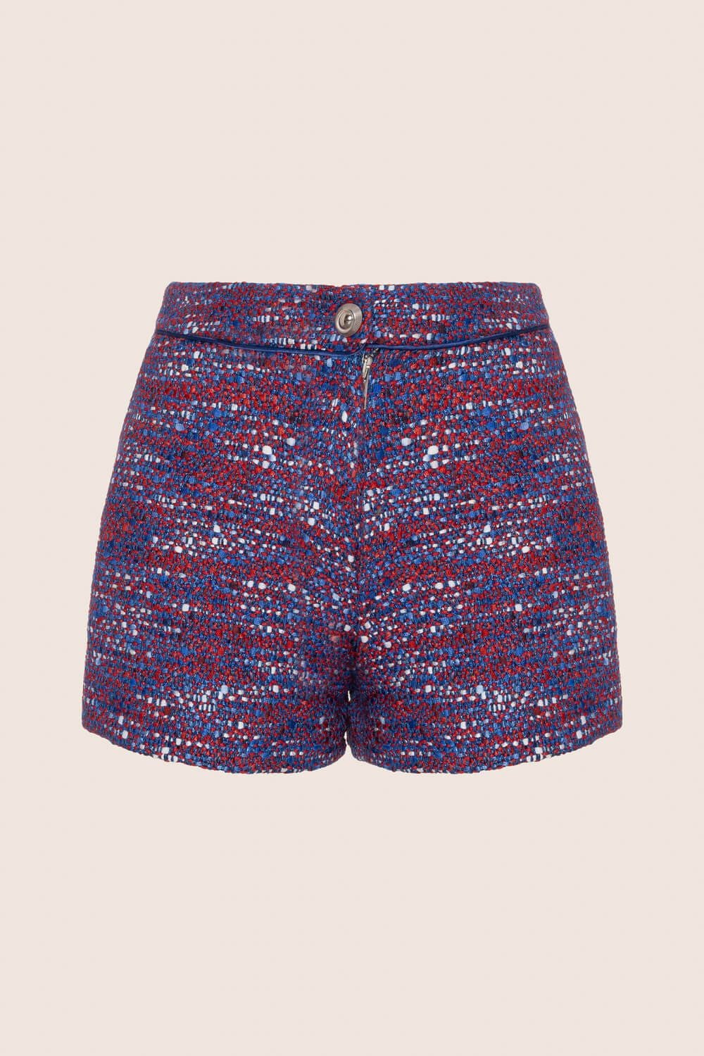 Shorts Blue & Red fringed bouclé