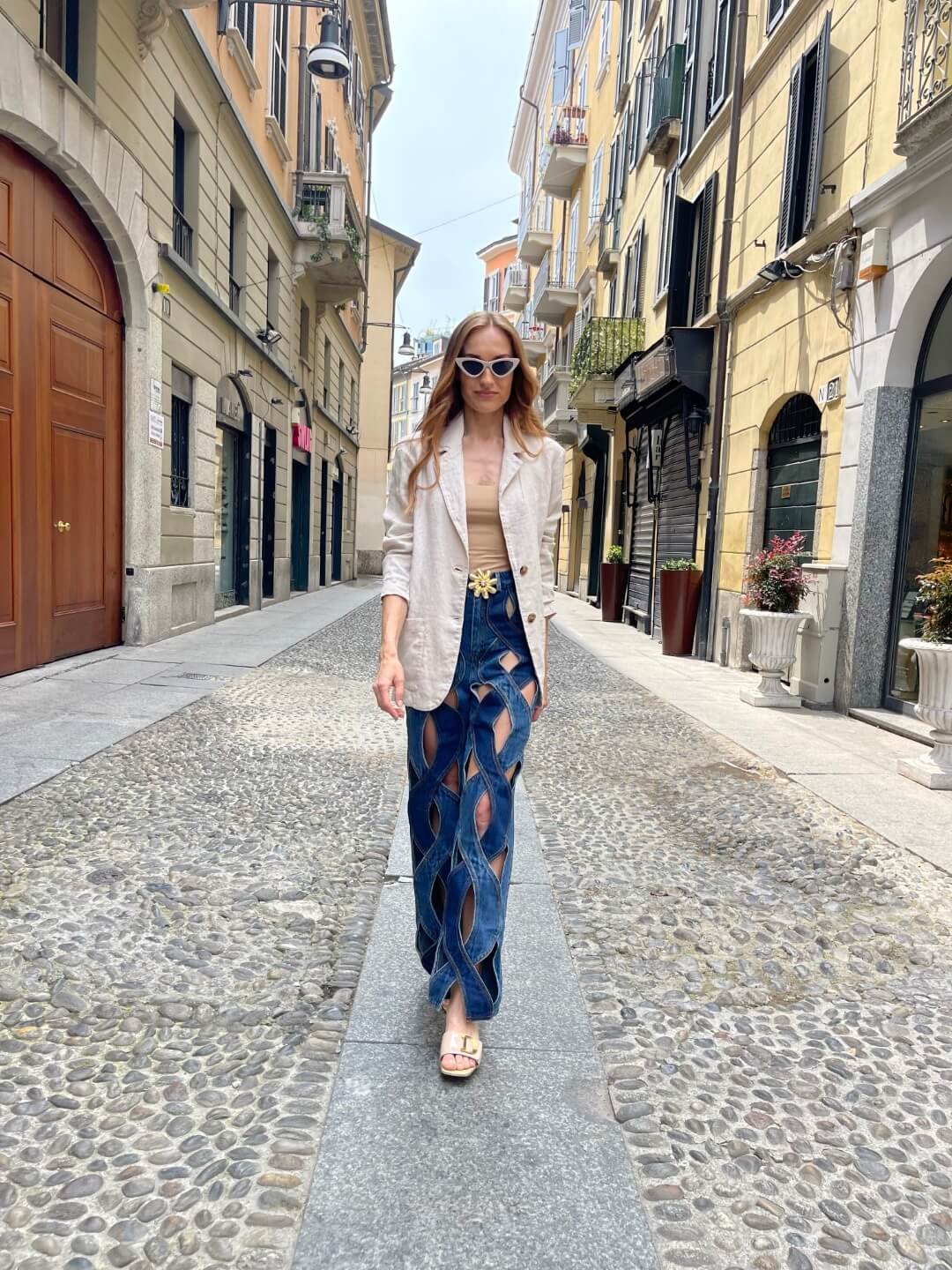 Jeans a Taglio Spirale