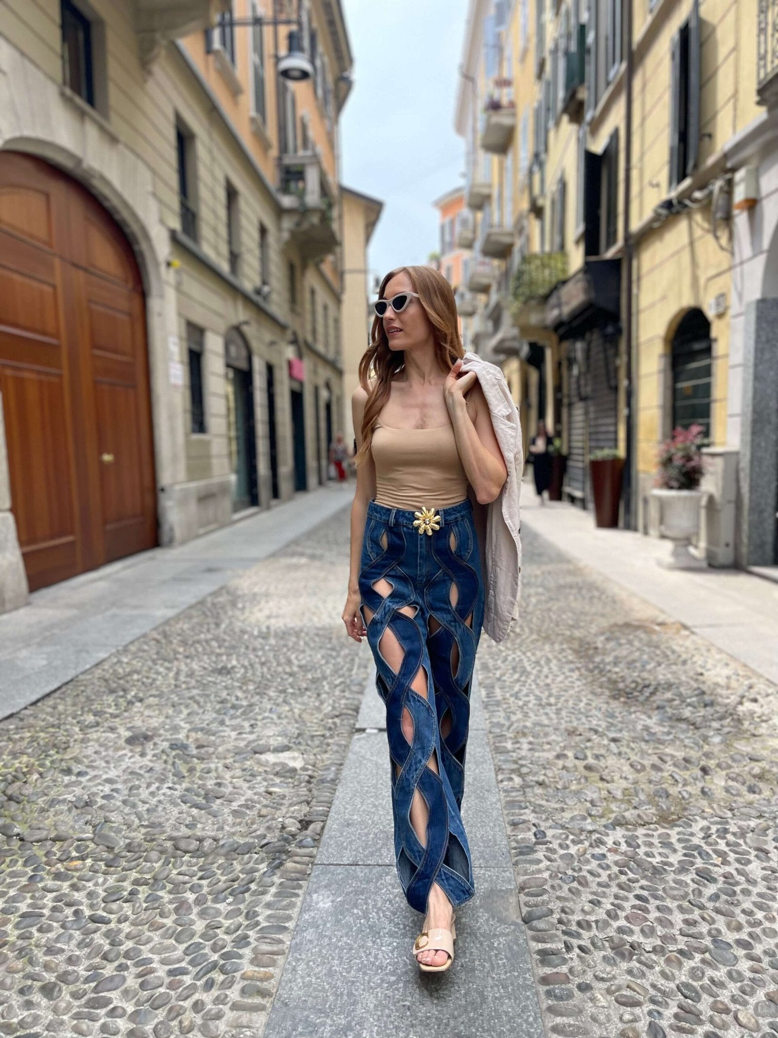 Jeans a Taglio Spirale