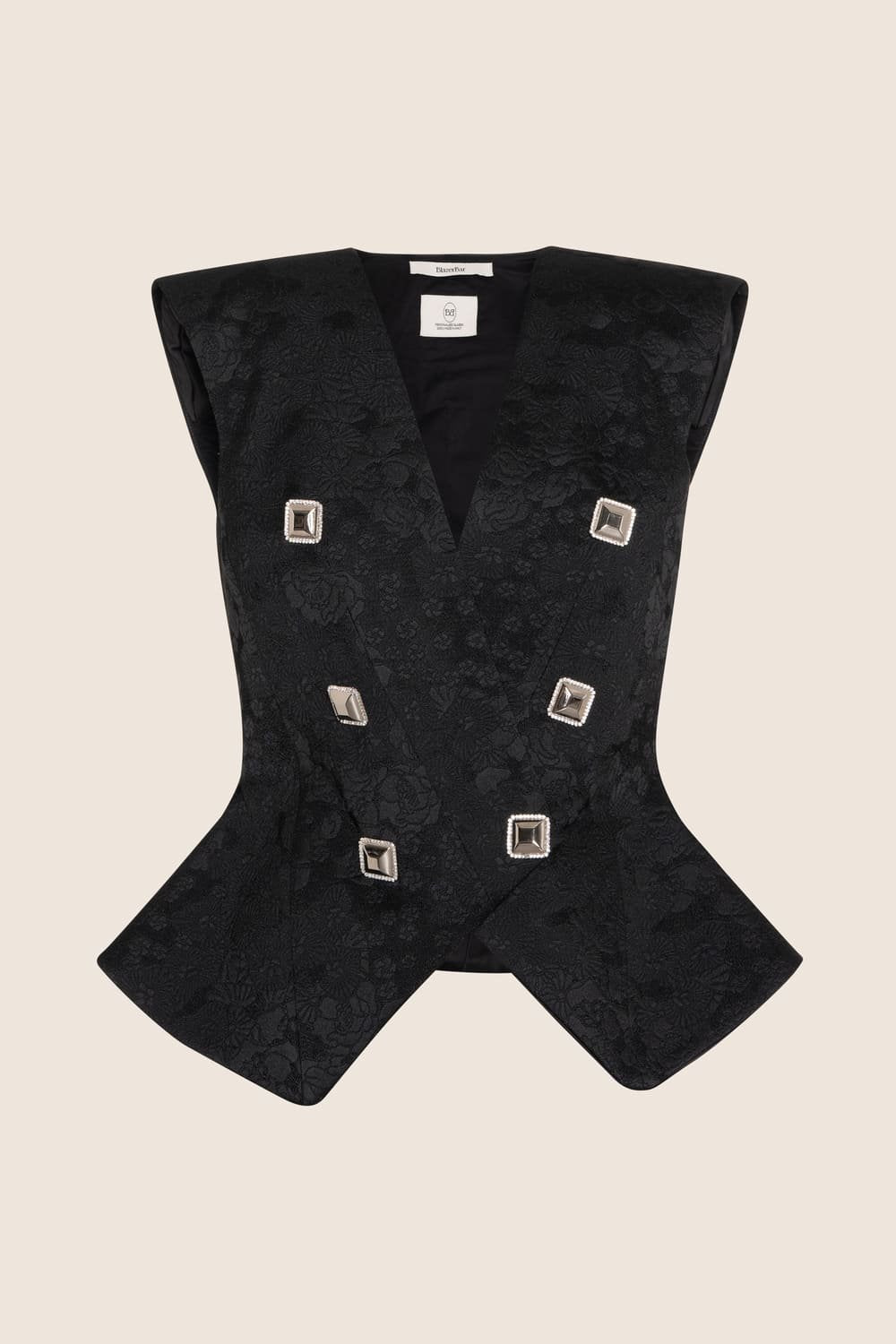 Blazer rouches black jacquard