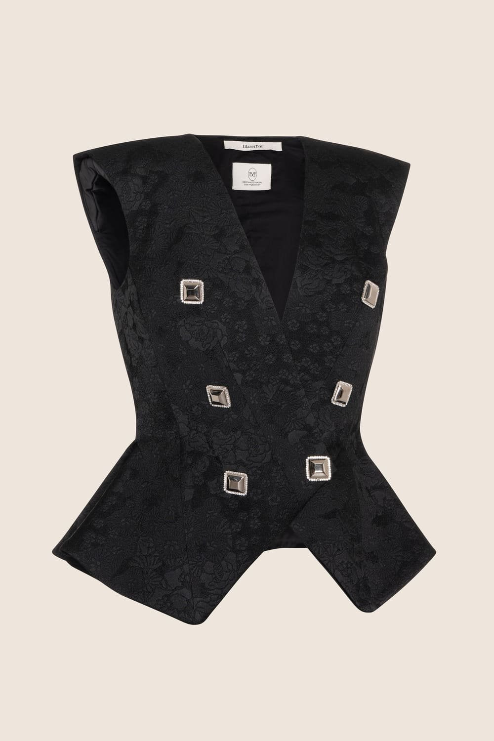 Blazer rouches black jacquard