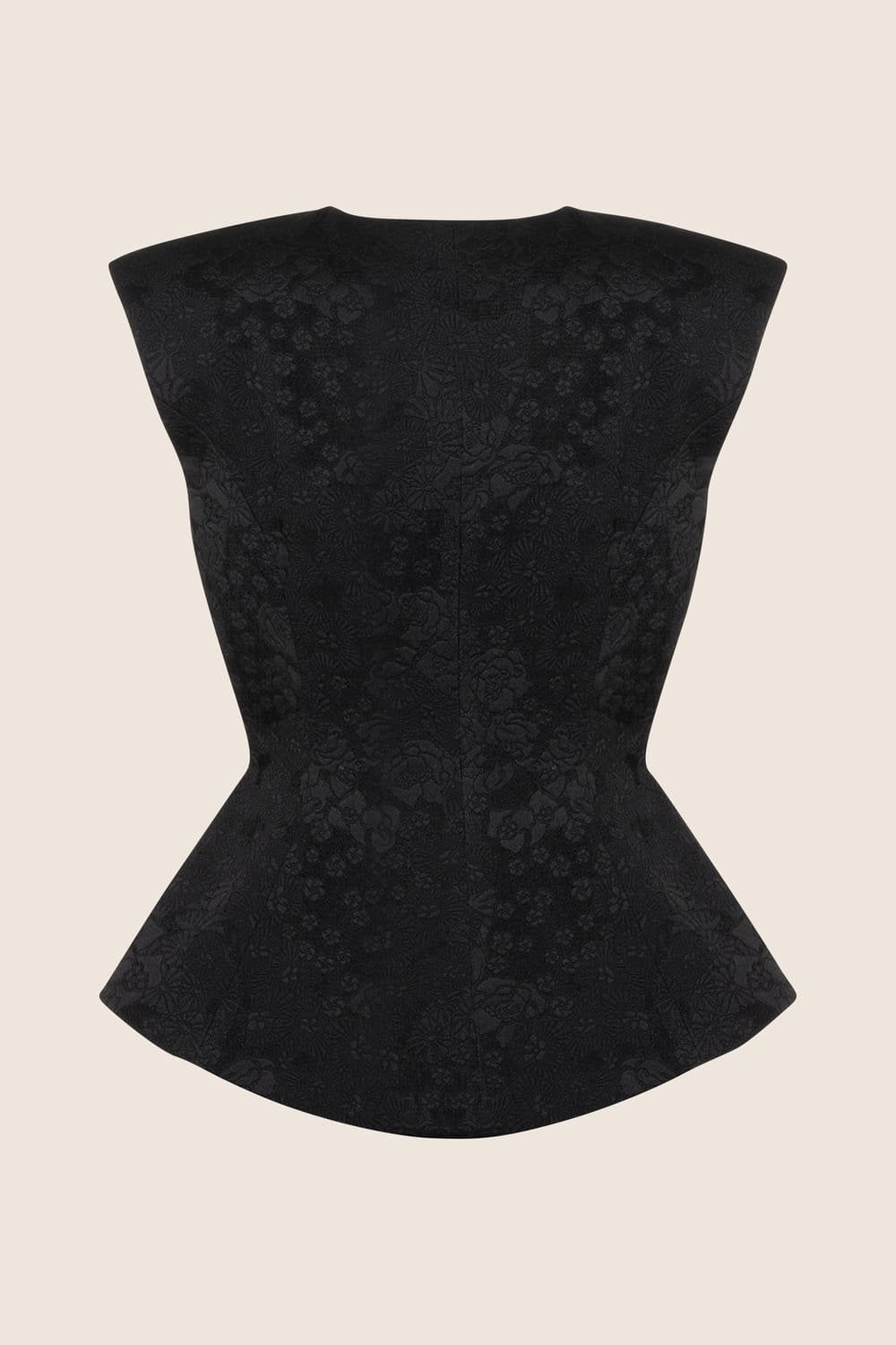 Black jacquard ruffled blazer