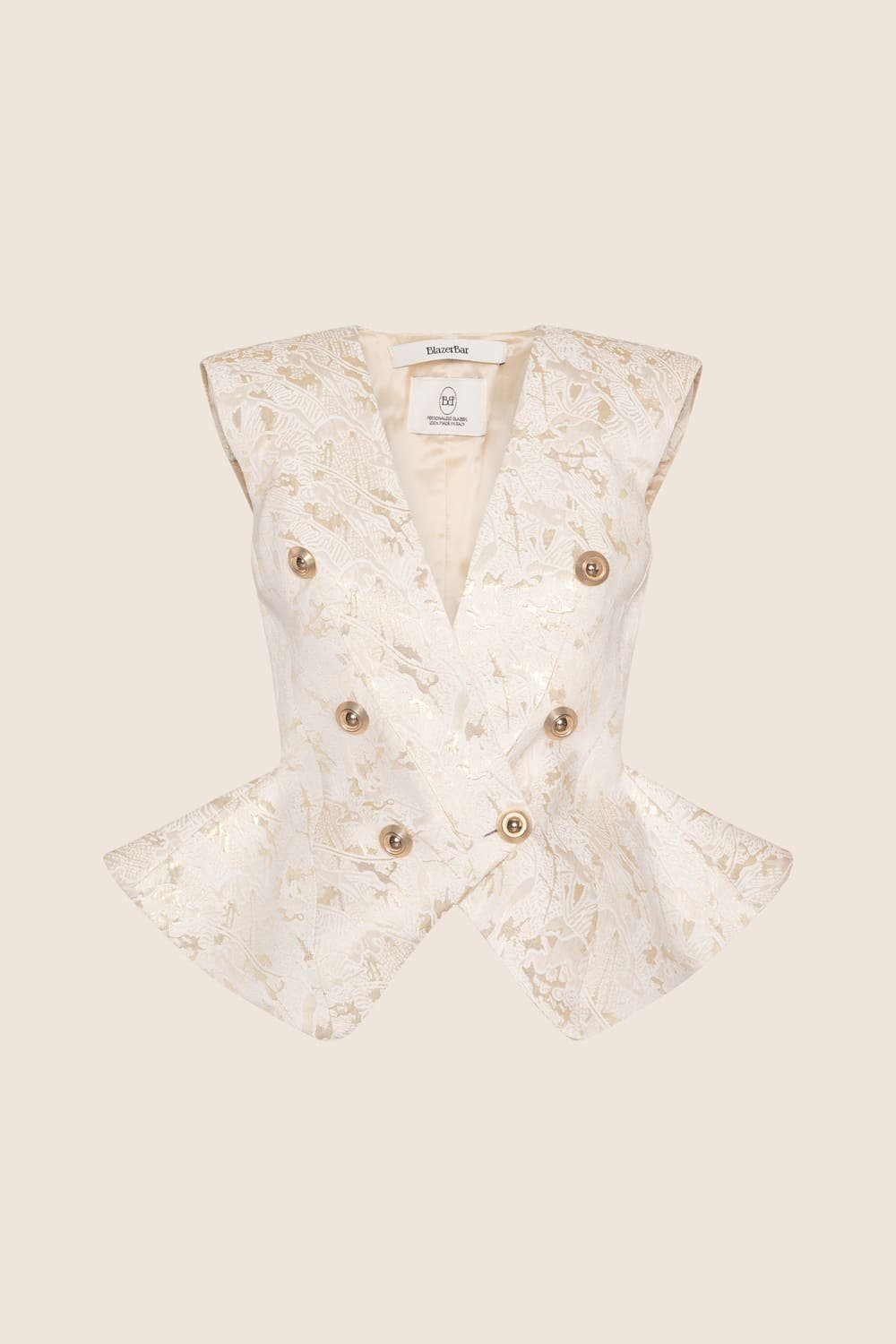 Blazer rouches gold jacquard