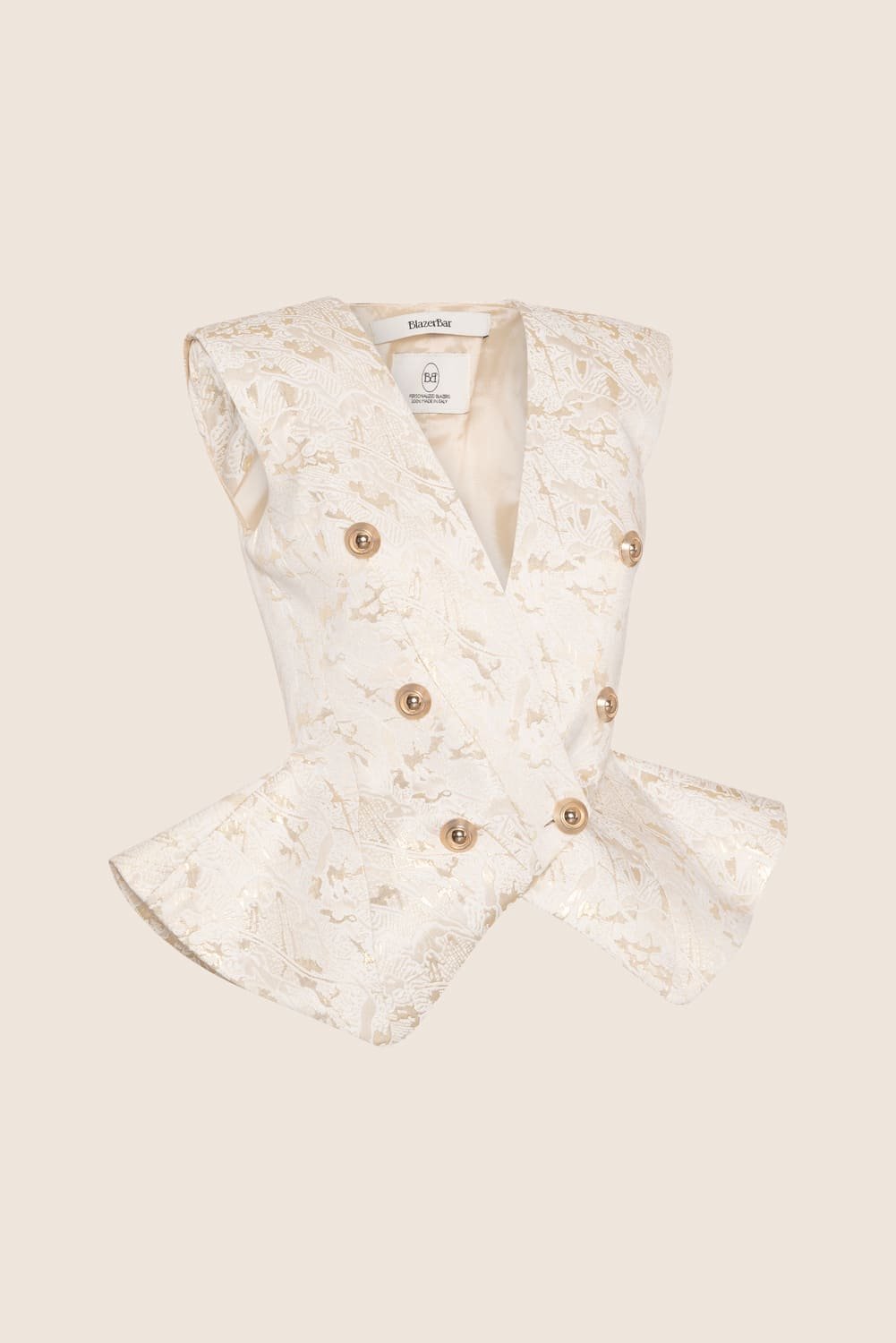 Blazer rouches gold jacquard