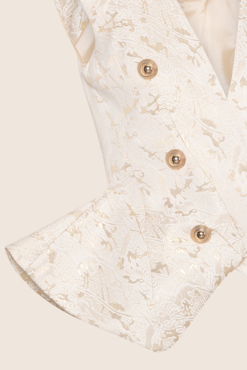 Blazer rouches gold jacquard