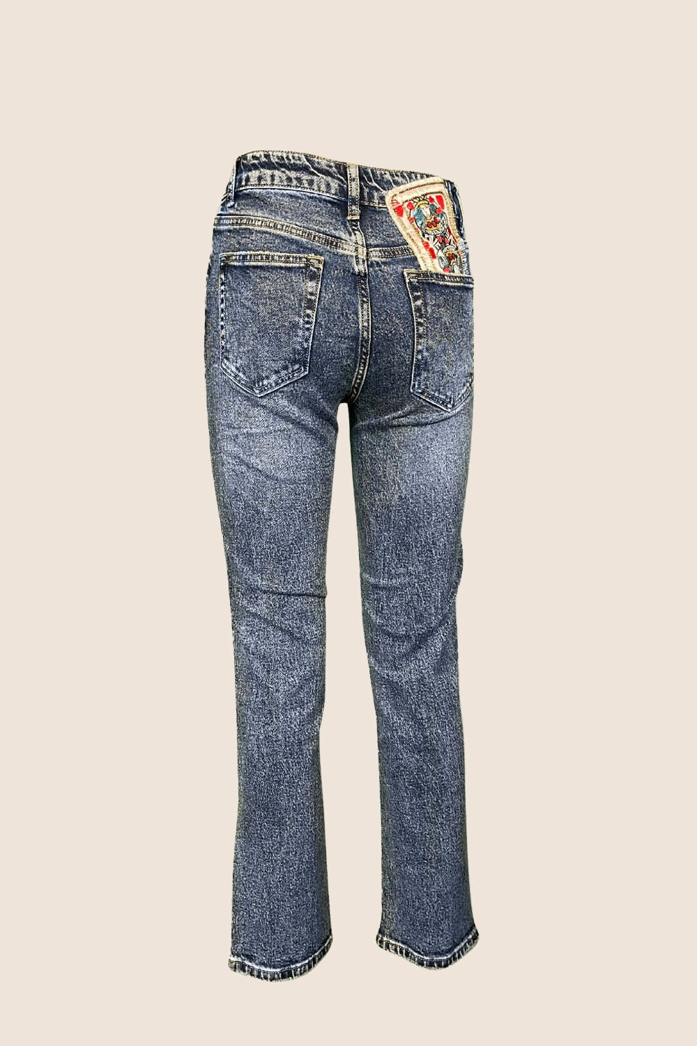 Jeans Regular a Vita alta con Carta da Gioco