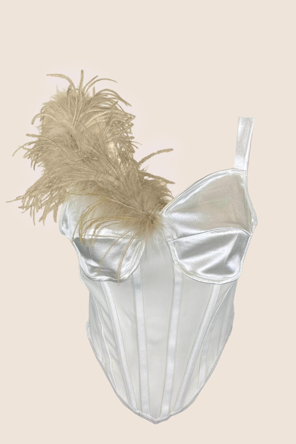 Bralette con Boa di Piume in bianco