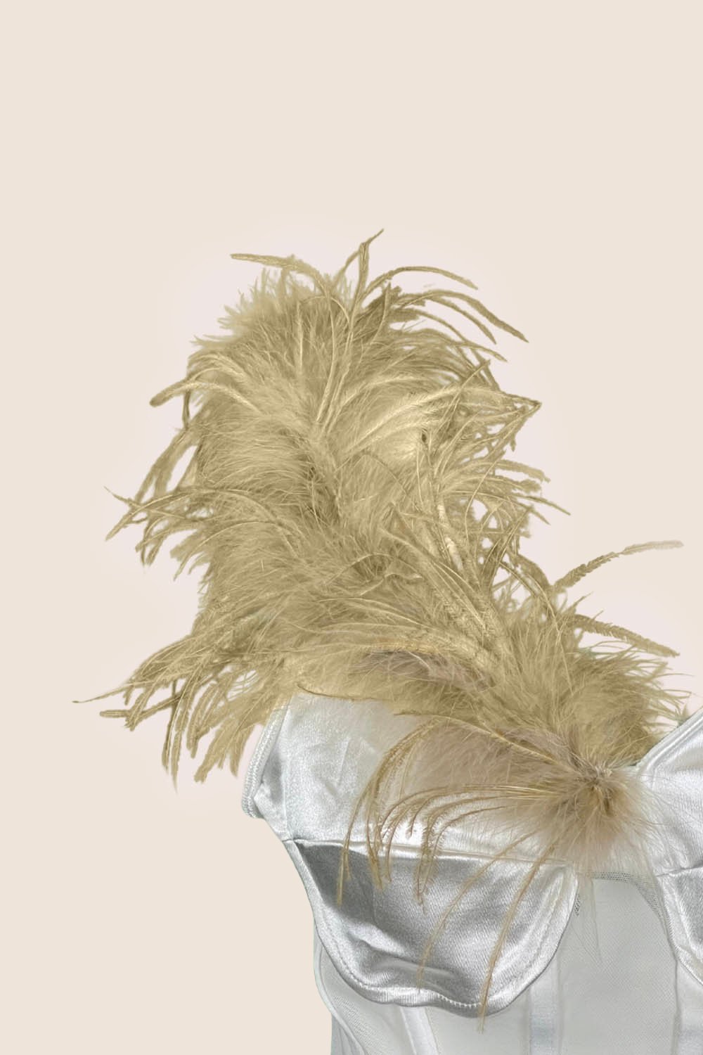 Bralette con Boa di Piume in bianco