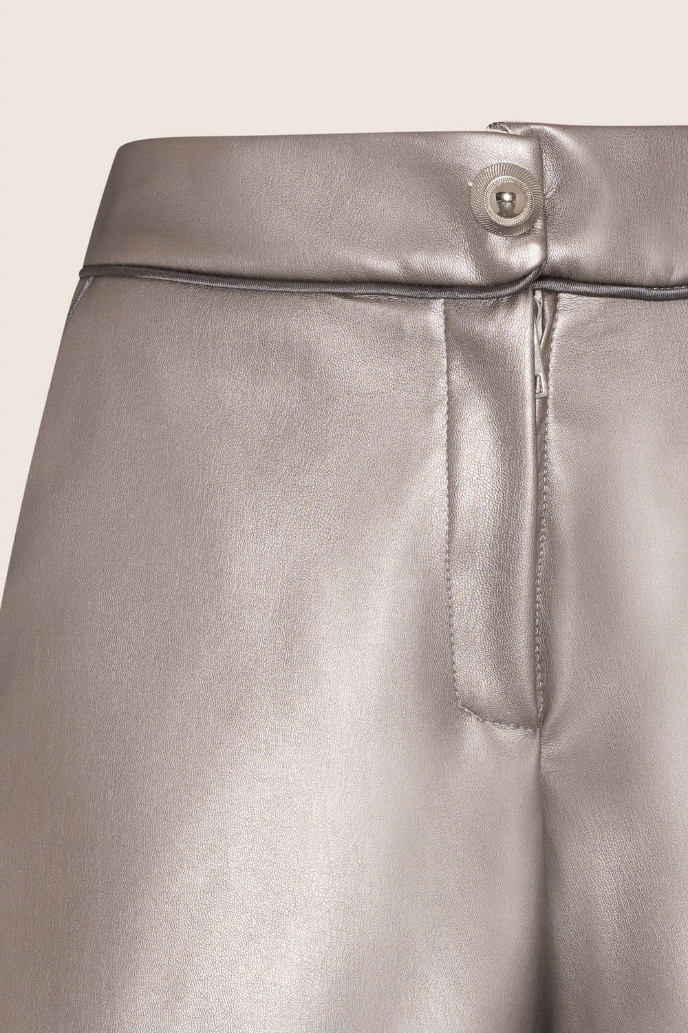 Silver vegan leather shorts