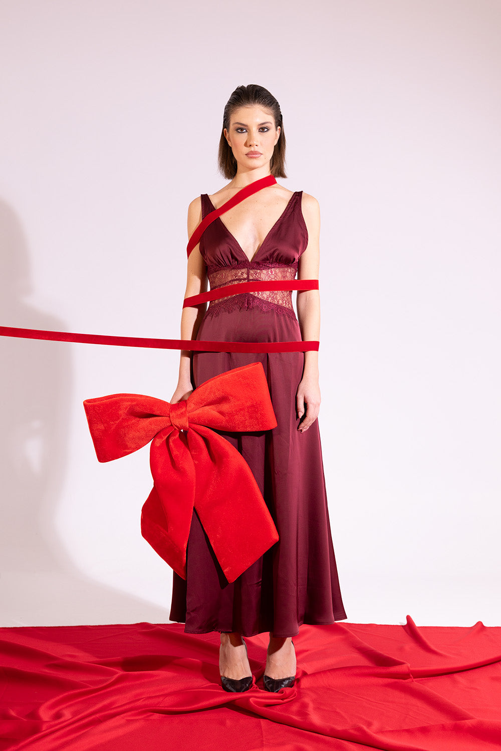 Abito lungo in satin