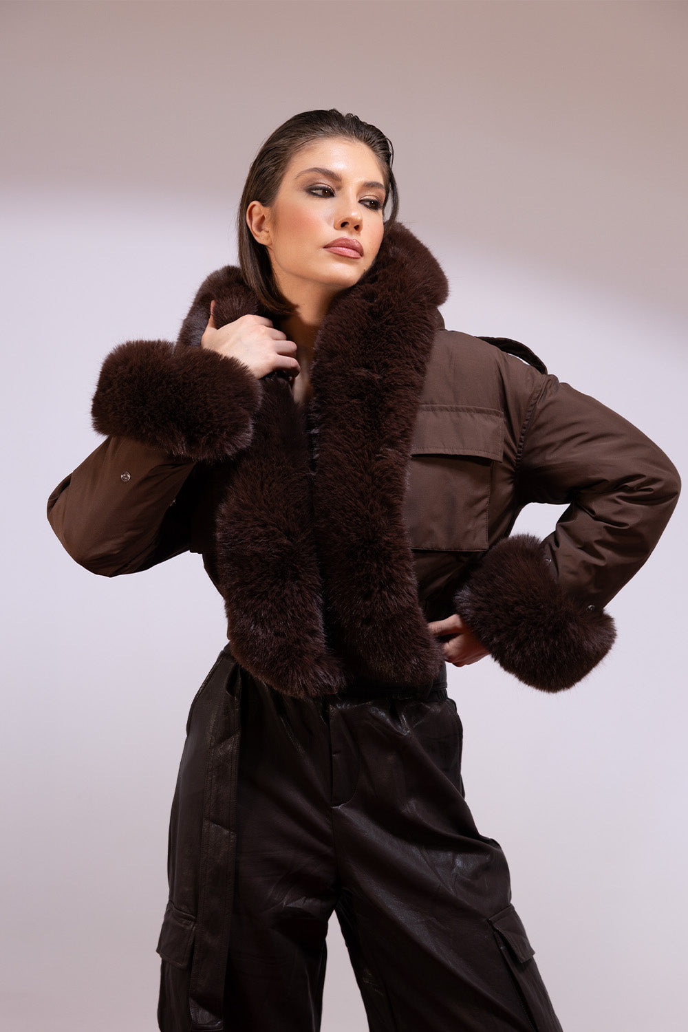 Giubbino Crop  con Pelliccia