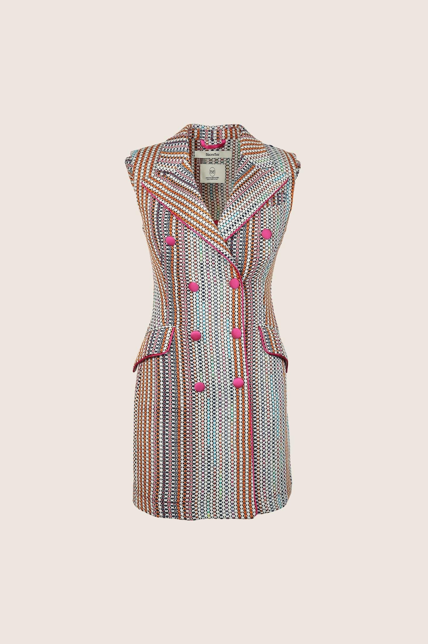 Multicolor Striped Bouclé Dress Waistcoat