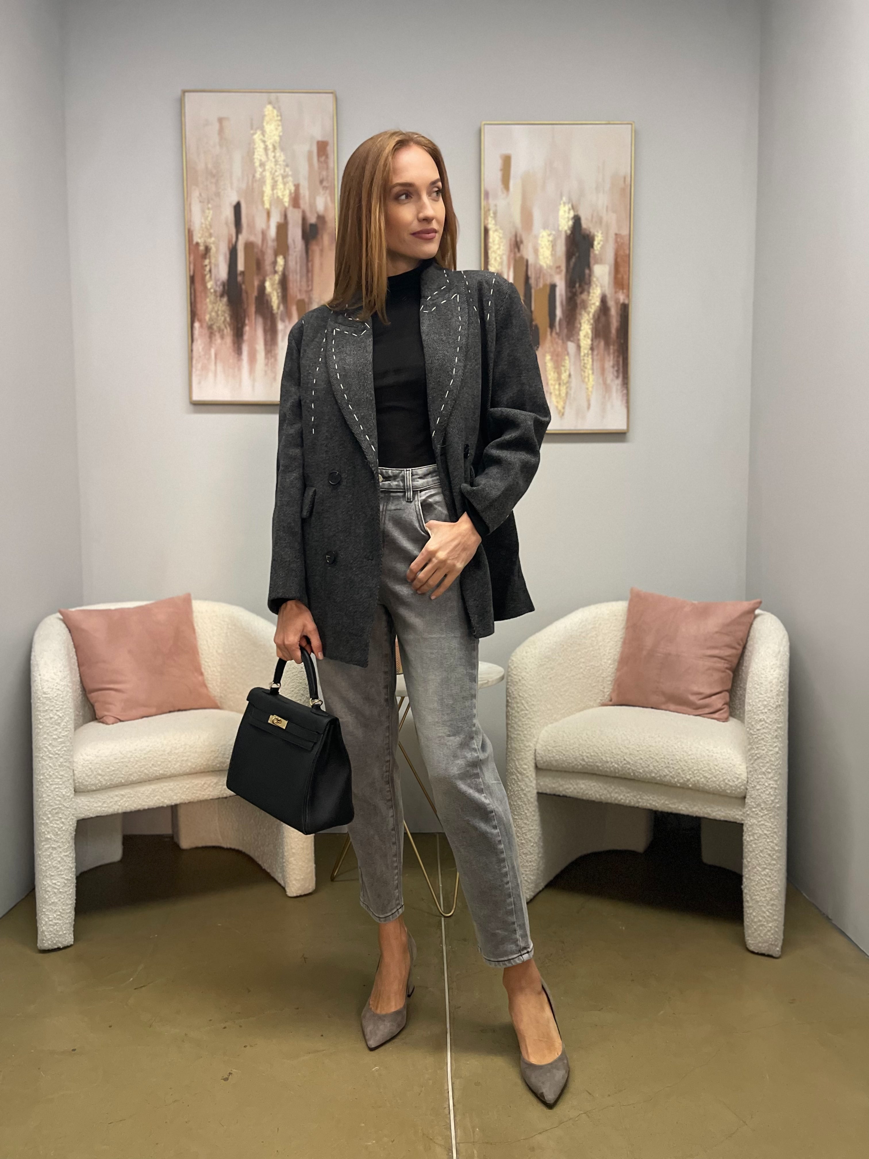 Blazer Over Herringbone