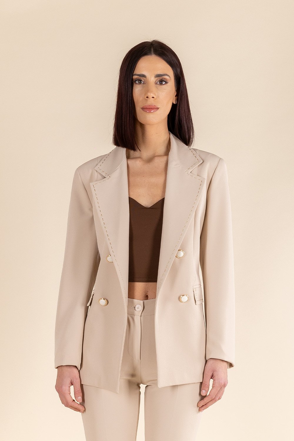 Blazer Essential Doppio Petto in Crema