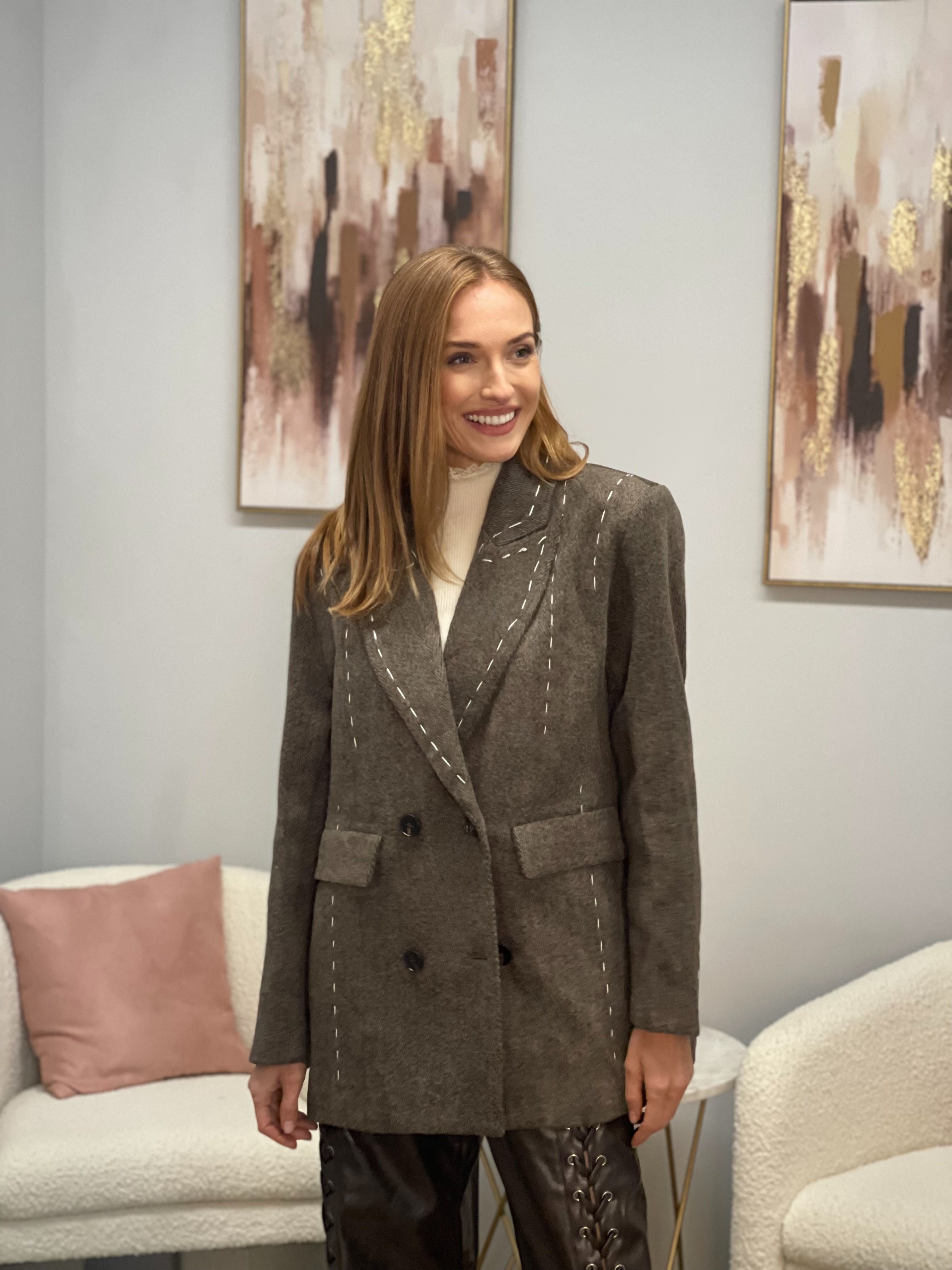 Blazer Over Herringbone