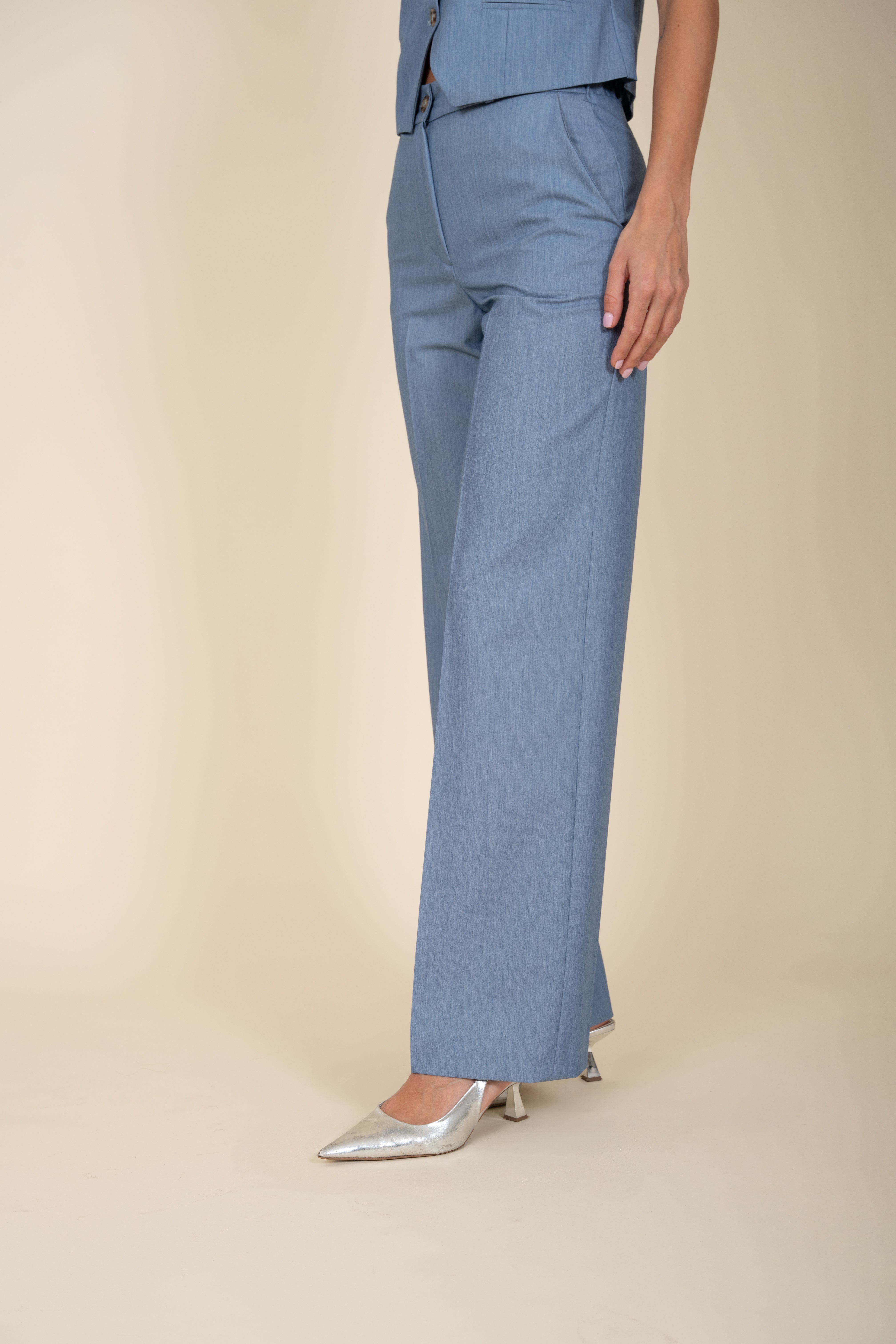 3 Piece Double Breasted Denim Suit - Sariana Model