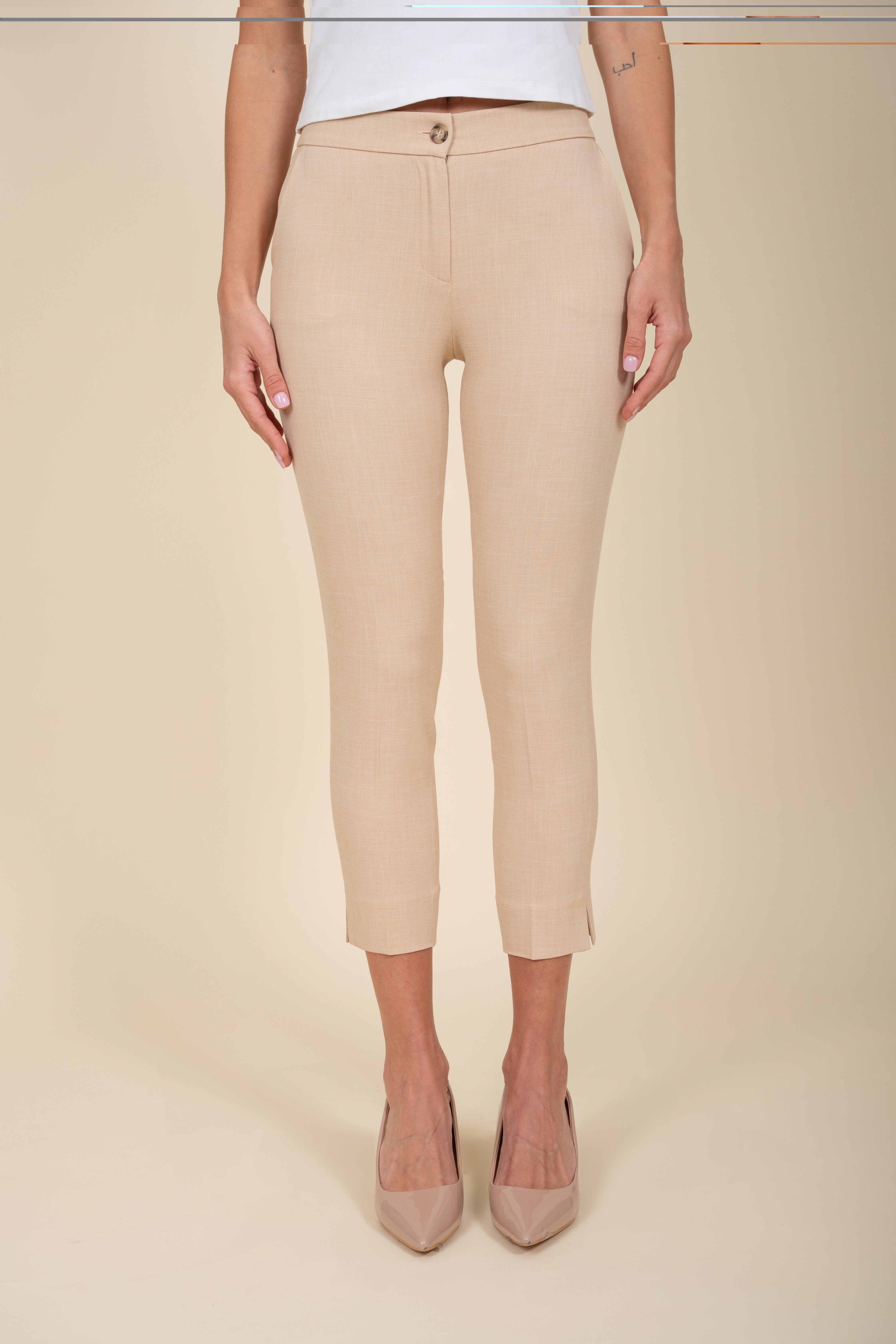 Beige Linen Double Breasted Suit