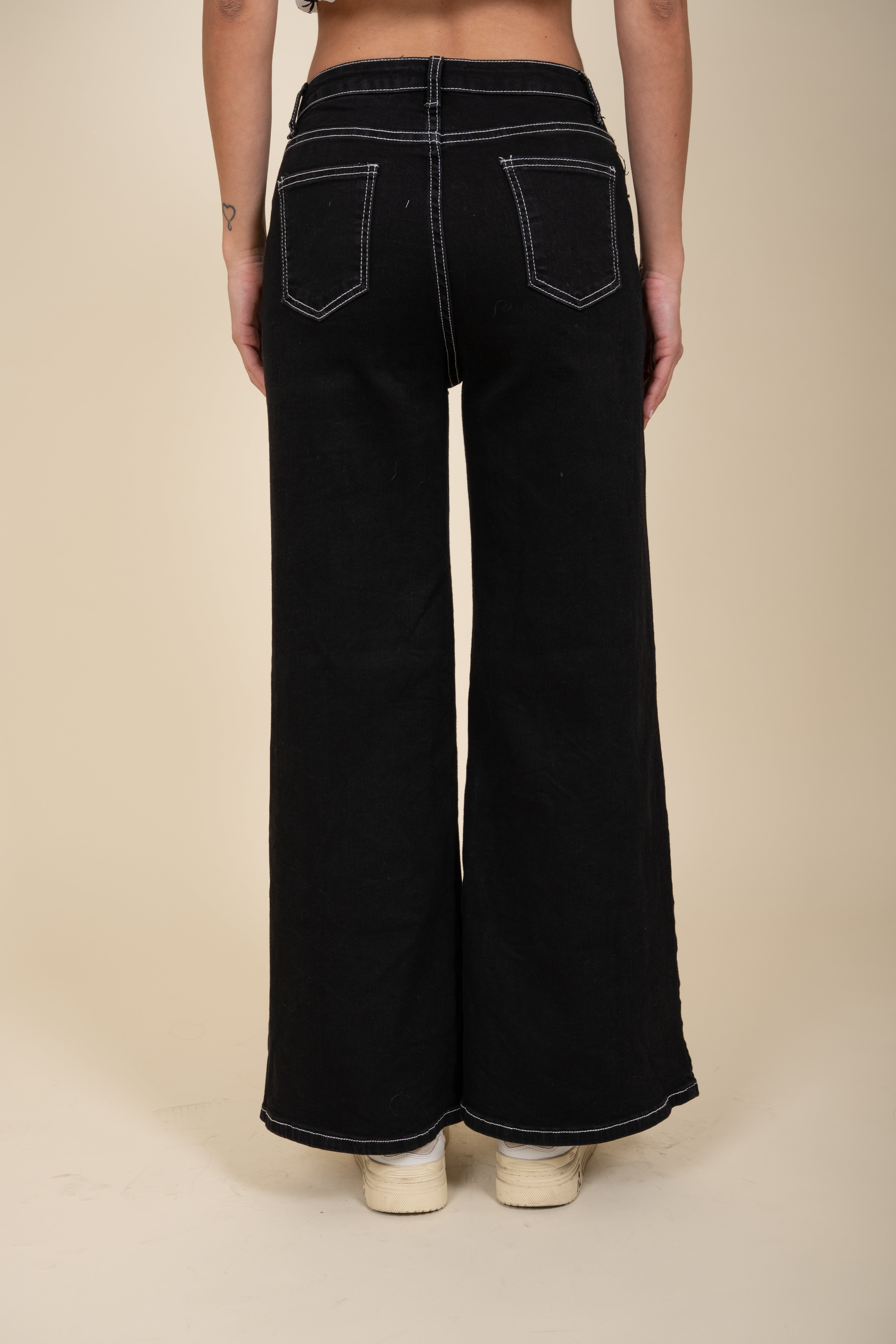 Black Trousers with White Stitching
