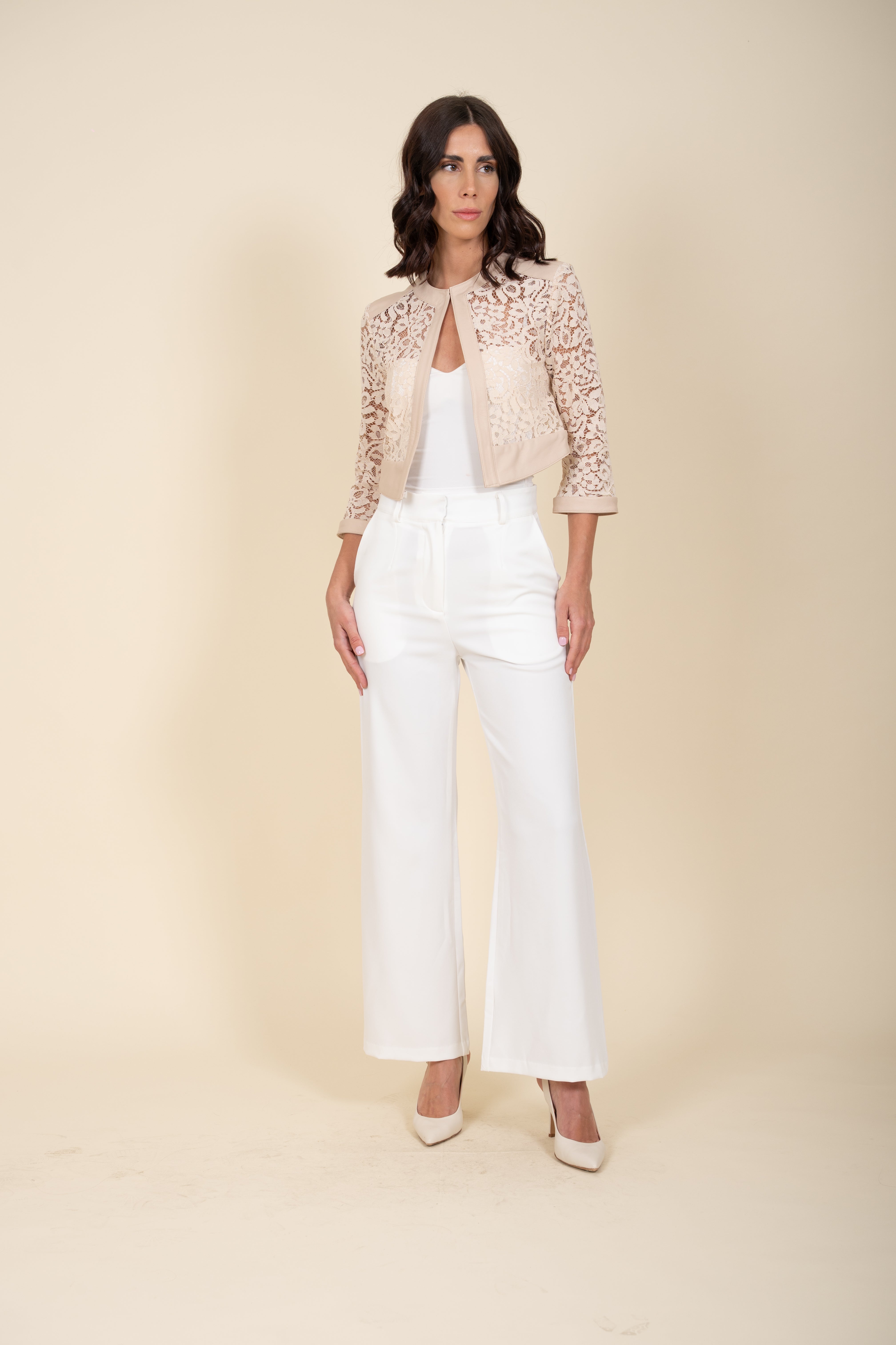 Short Leather and Lace Jacket