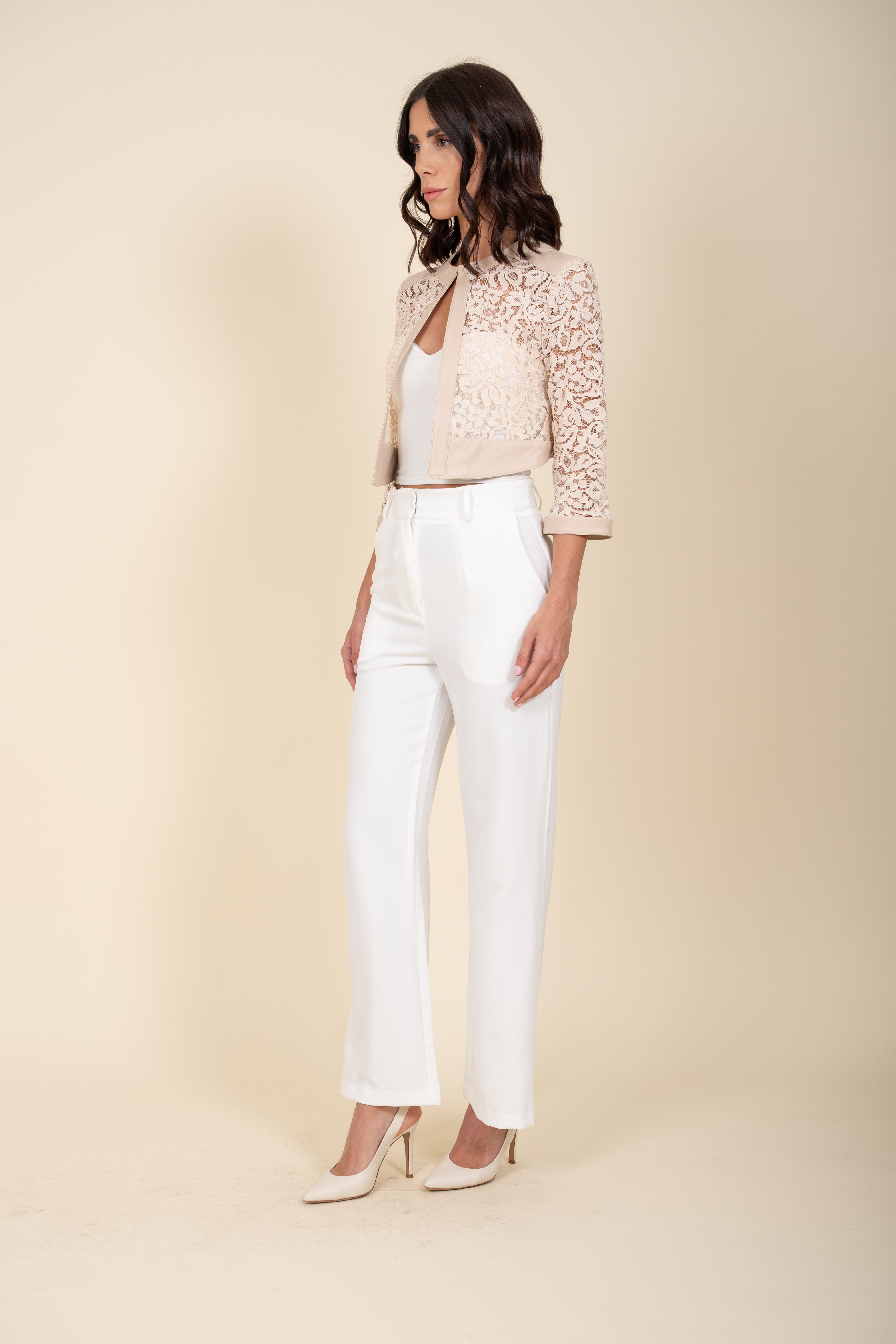 Short Leather and Lace Jacket