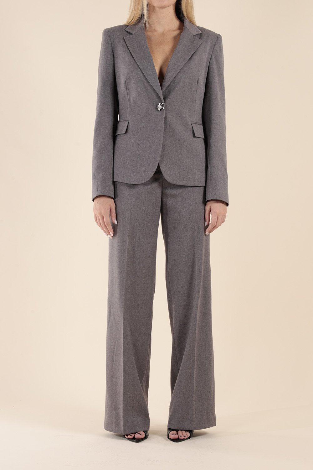 Tailleur Monopetto in Lana Grigio