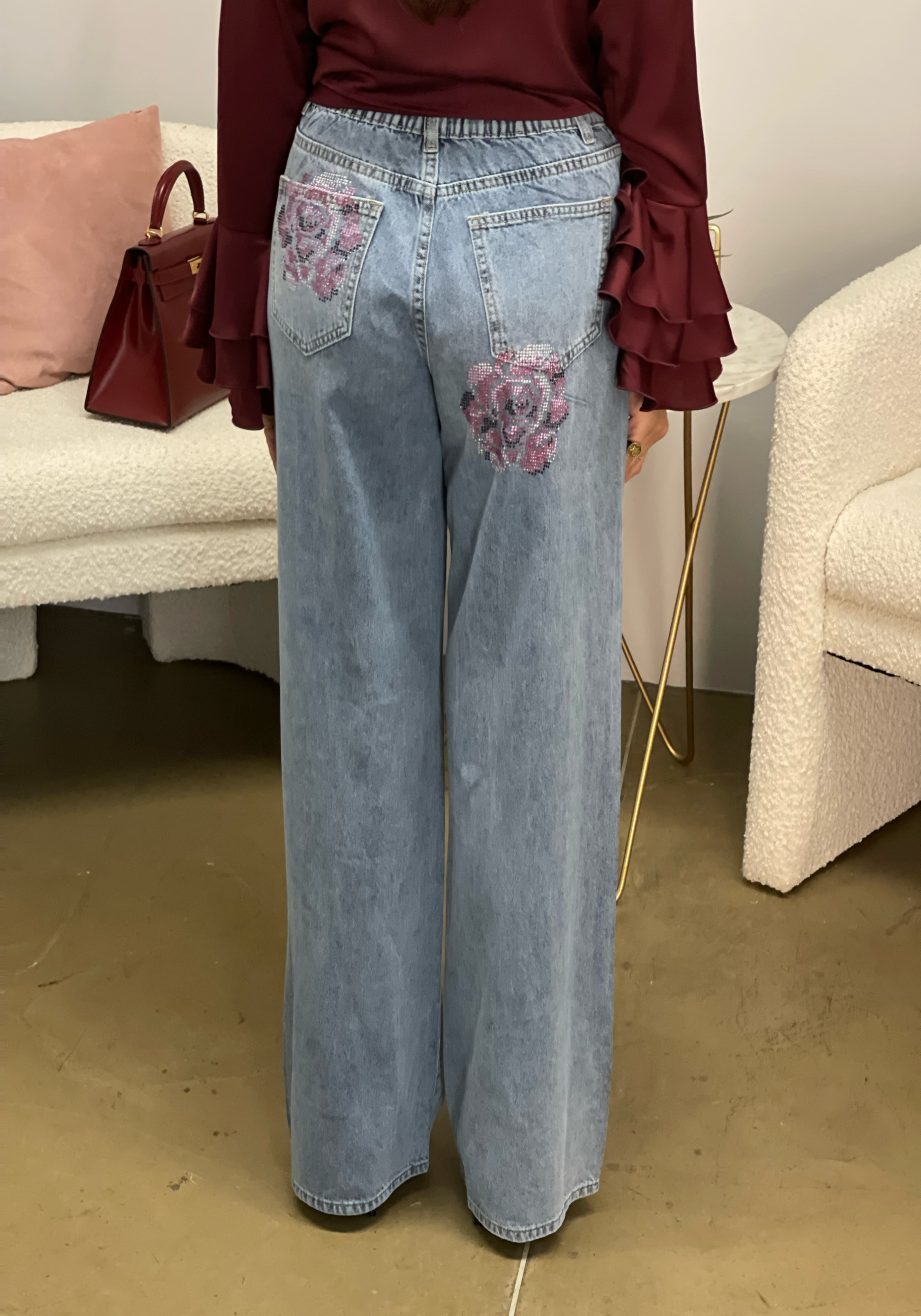 Jeans crystal rose