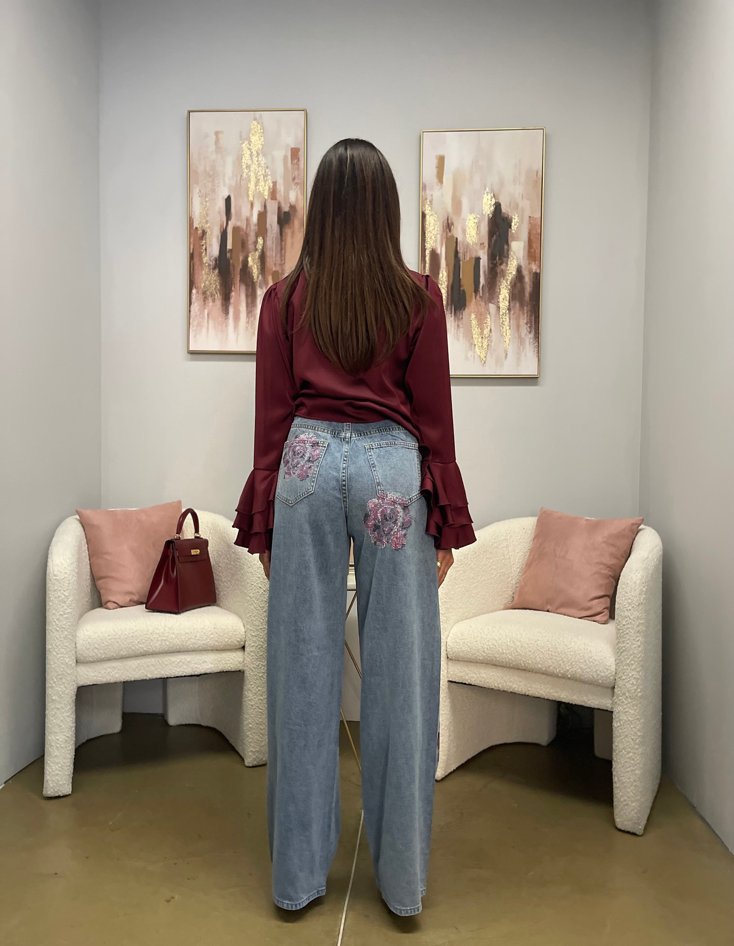 Jeans crystal rose