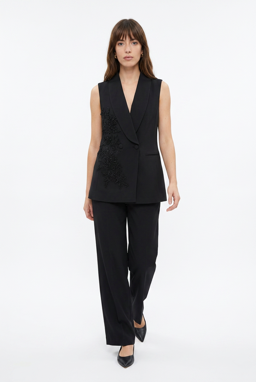 Vendôme Suit - Tailleur Smanicato con Ricami Gioiello