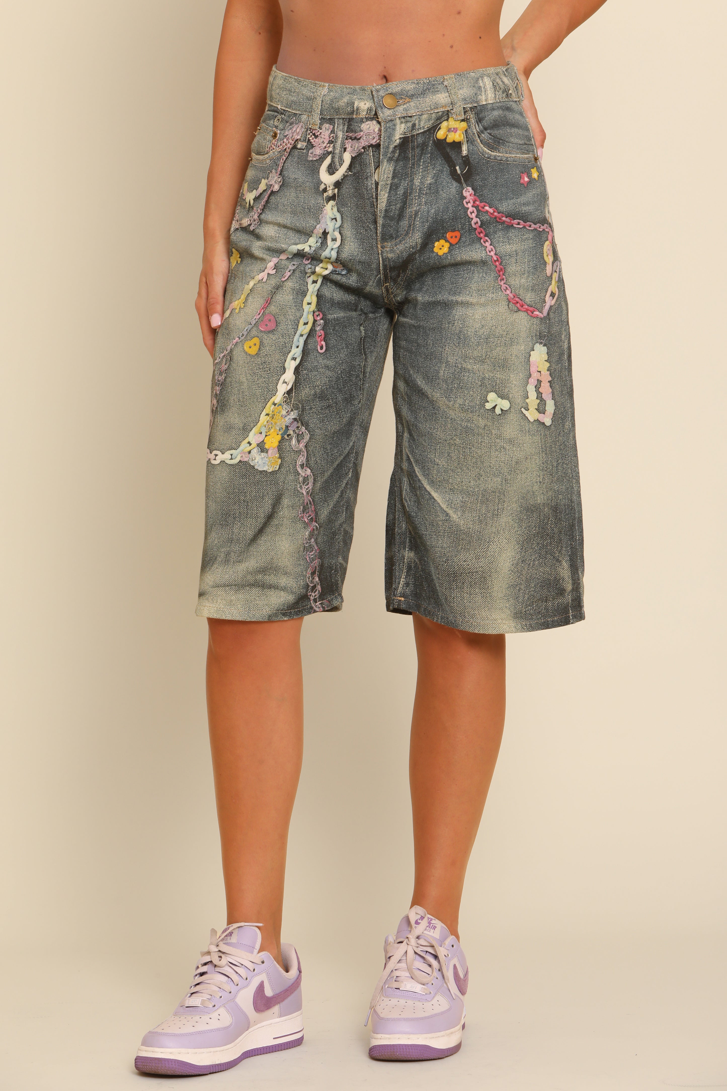 Denim Chain Bermuda