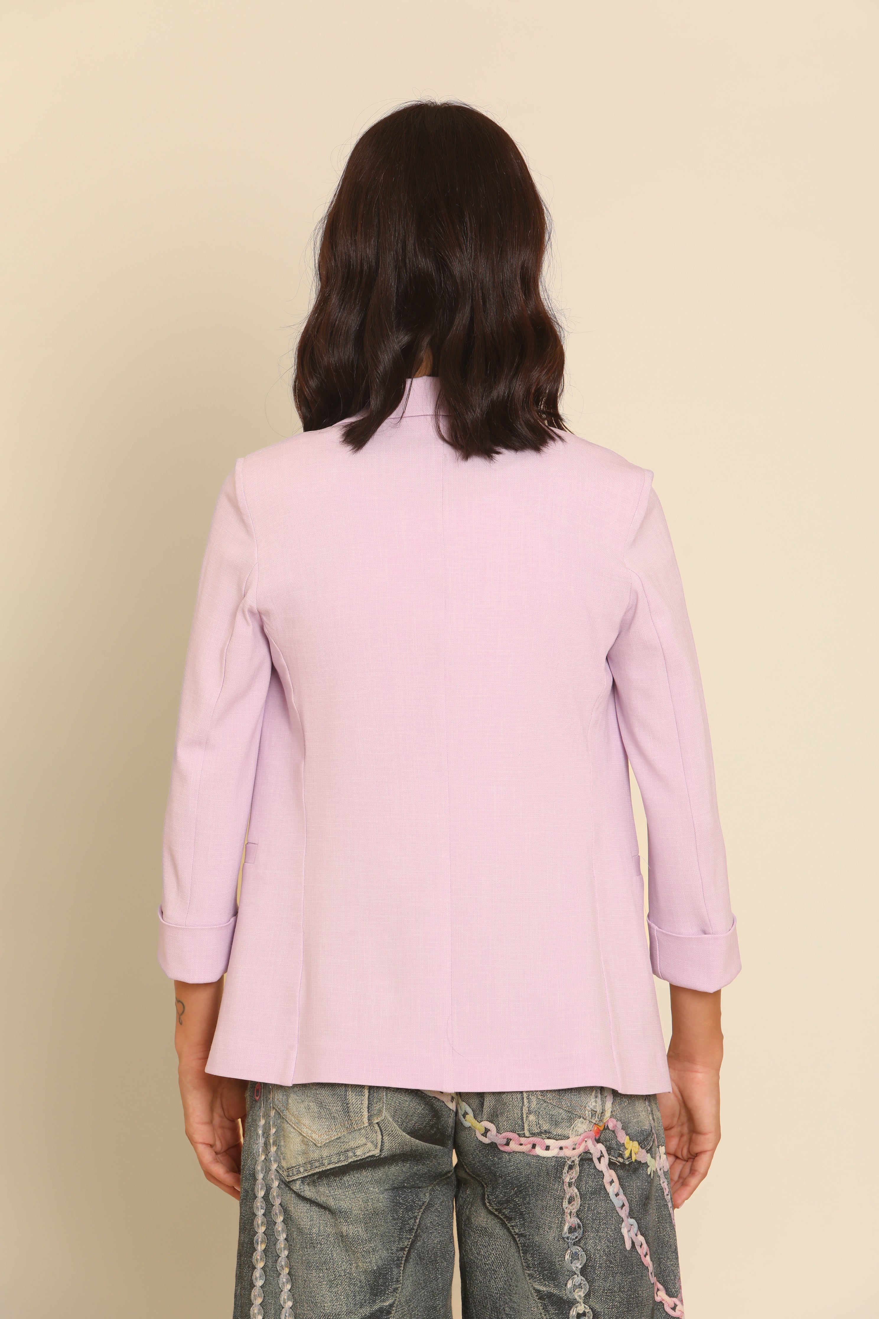 Double-breasted linen blazer