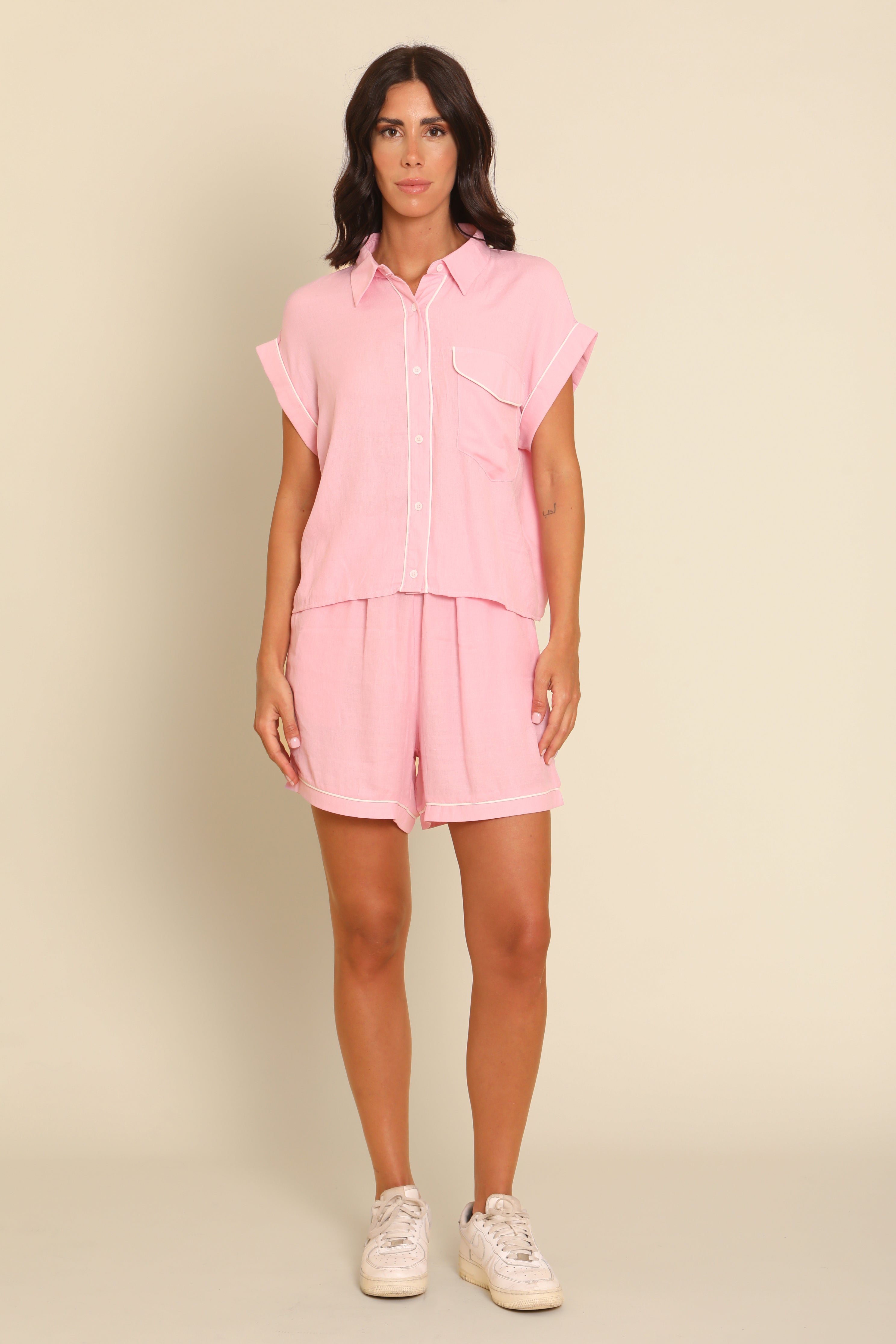 Loose Shirt + Linen Shorts Set