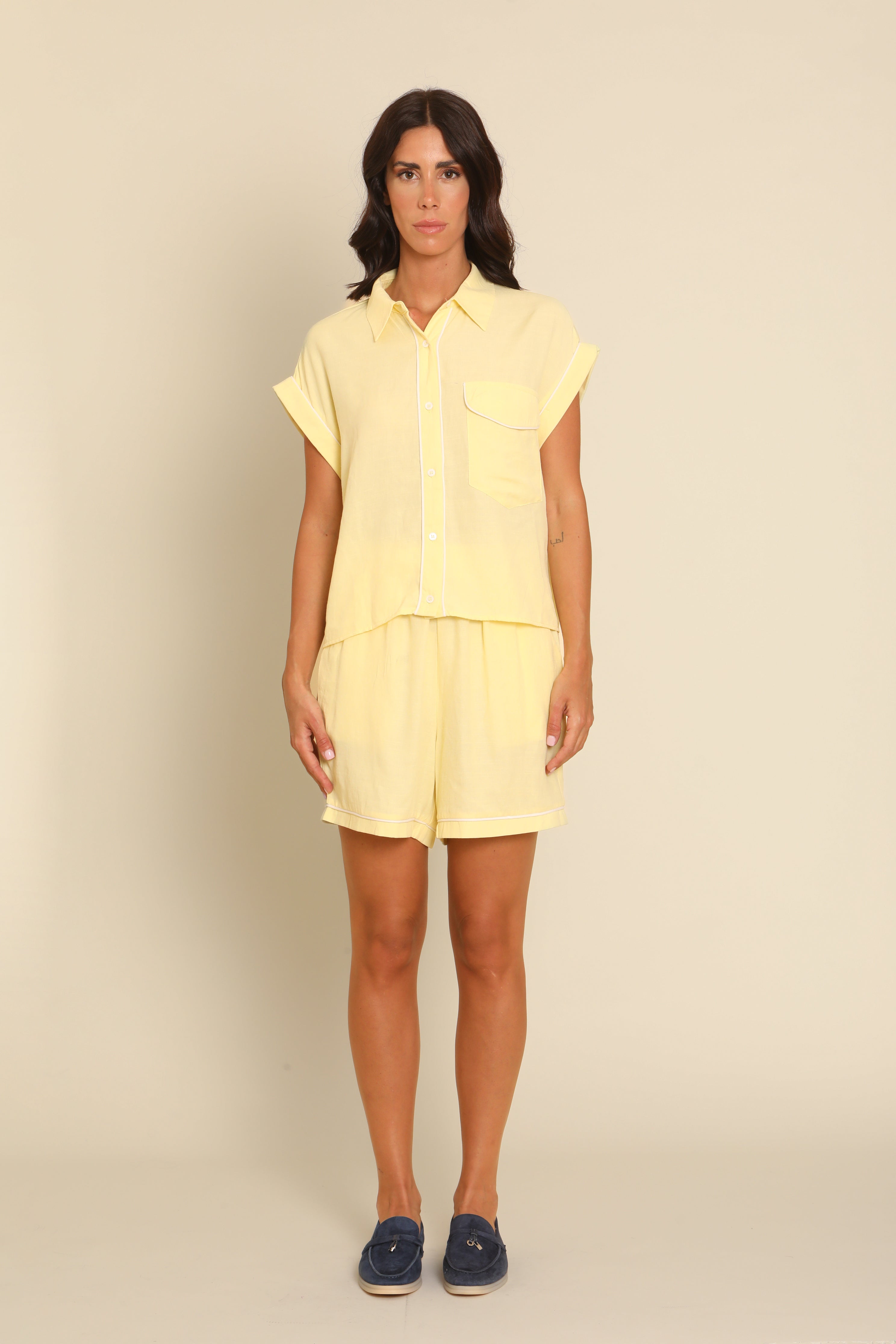 Loose Shirt + Linen Shorts Set