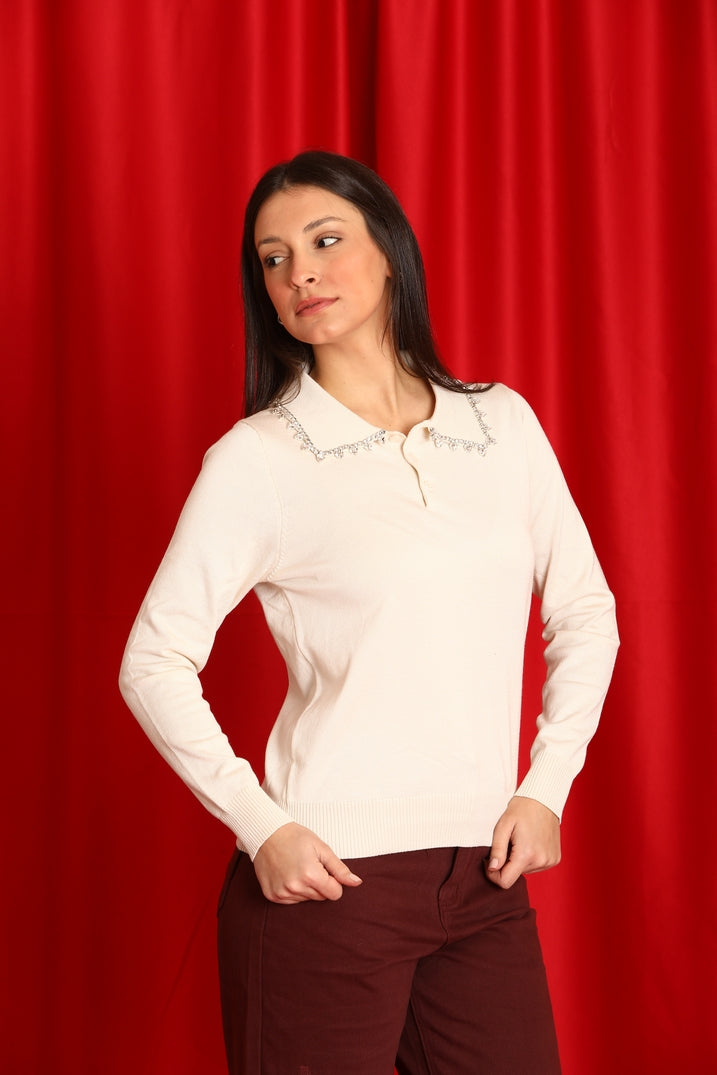 Pull con Colletto e Strass
