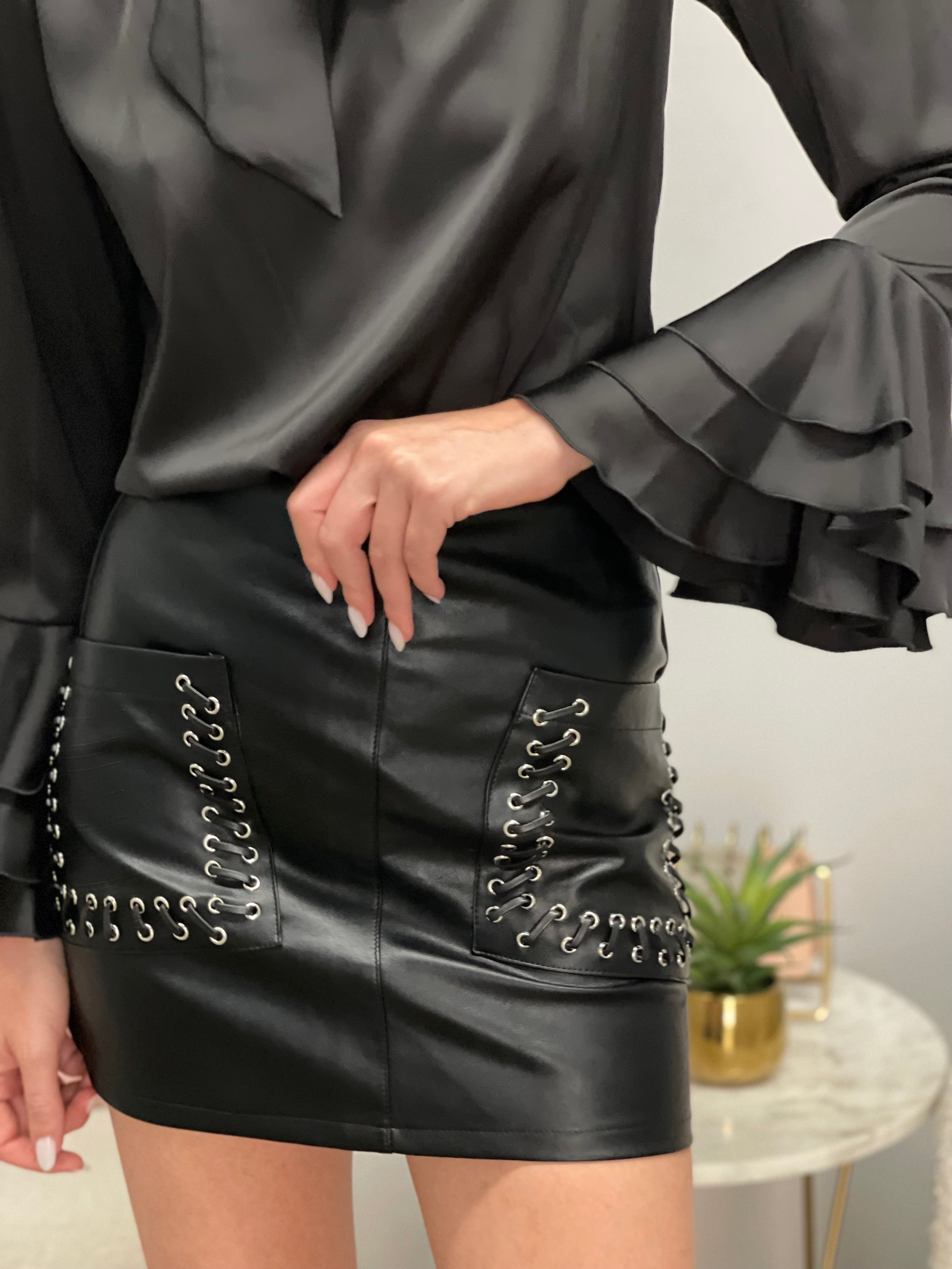 Gonna Eco-Pelle con Treccia