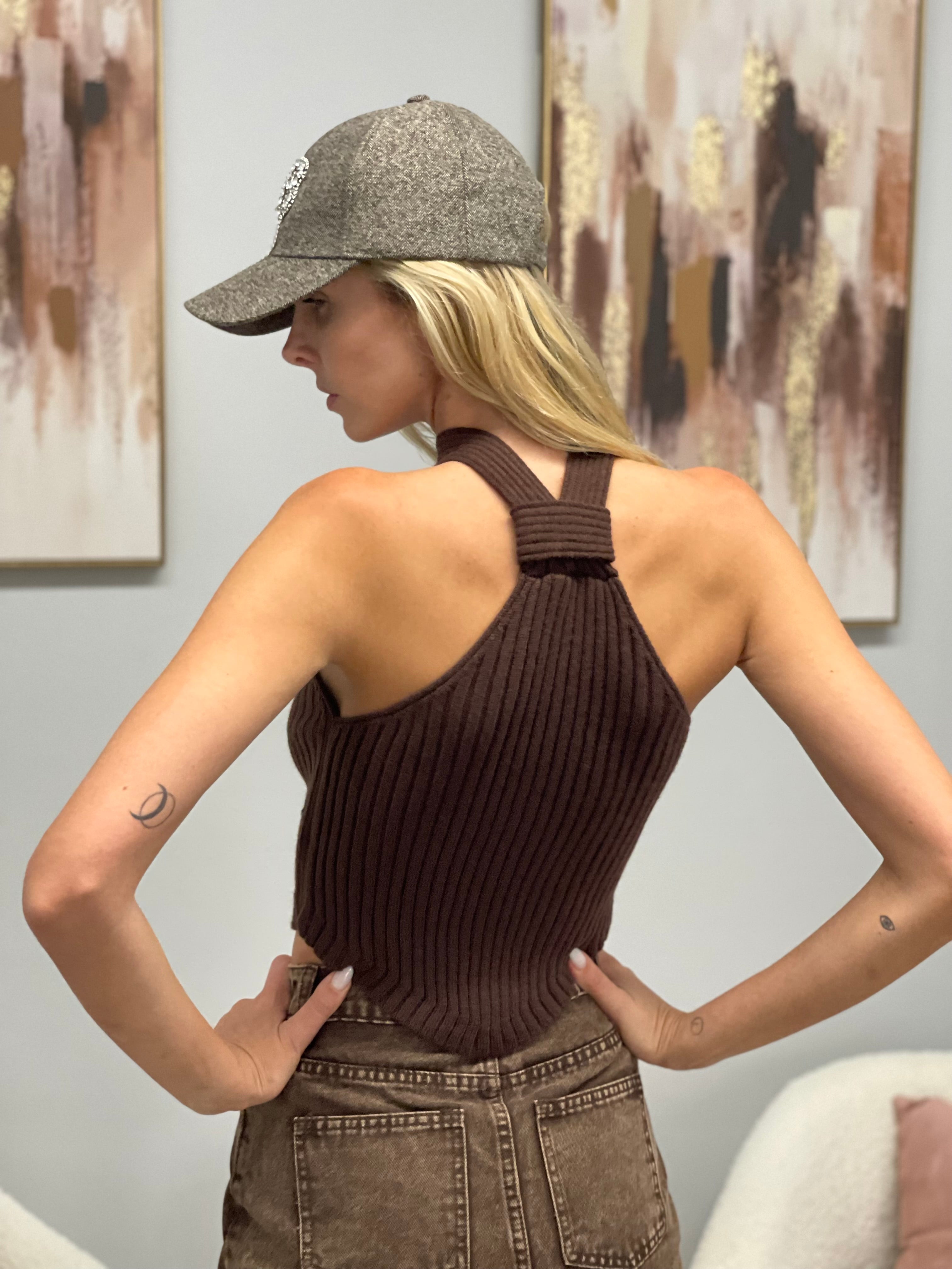 Top scollo Americana Lana